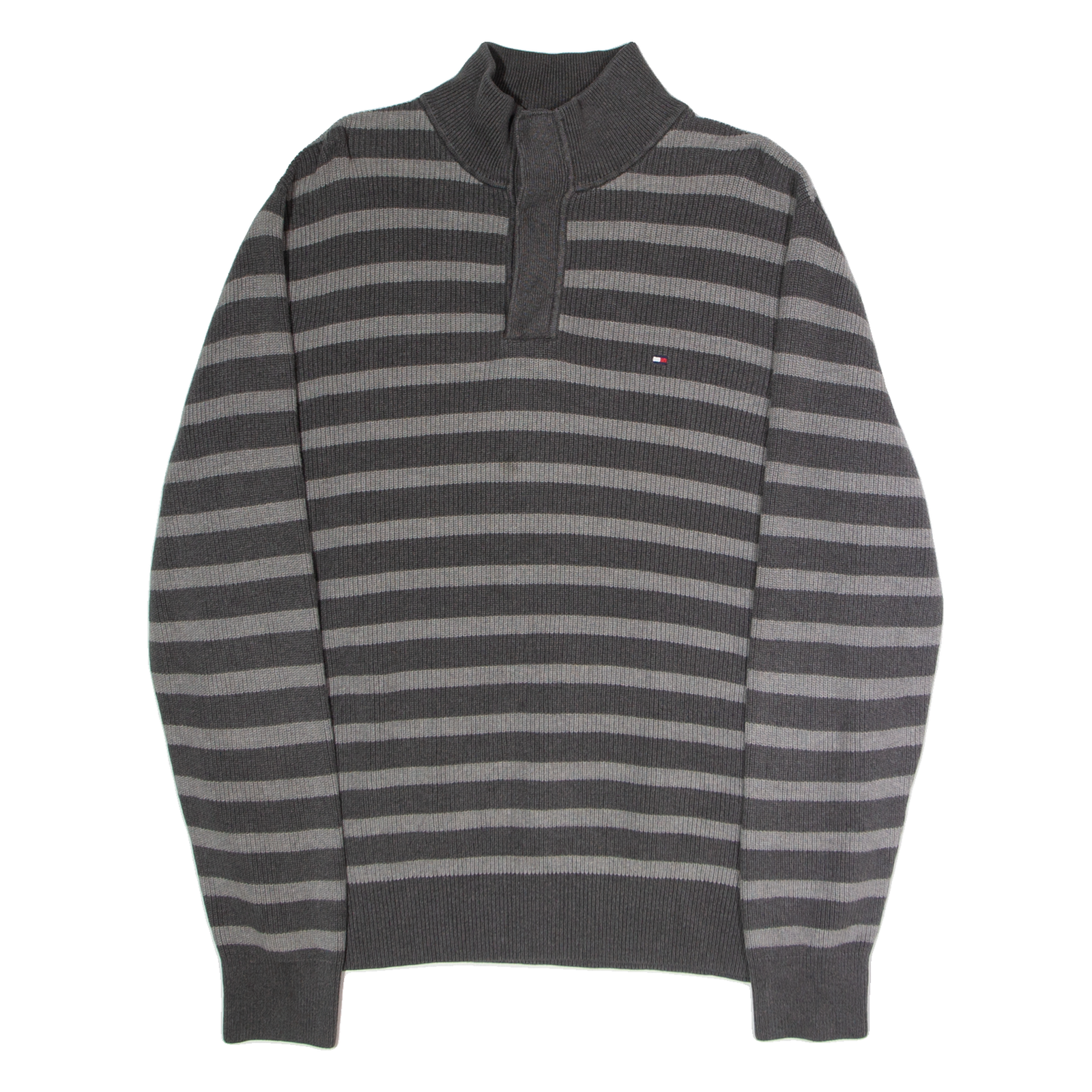 Buy TOMMY HILFIGER Mens Jumper Grey Striped Button Neck Tight Knit XL Refurbished - $36.39 TOMMY HILFIGER Mens Jumper Grey Striped Button Neck Tight Knit XL Refurbished - N/A refurbished available on Cerqular