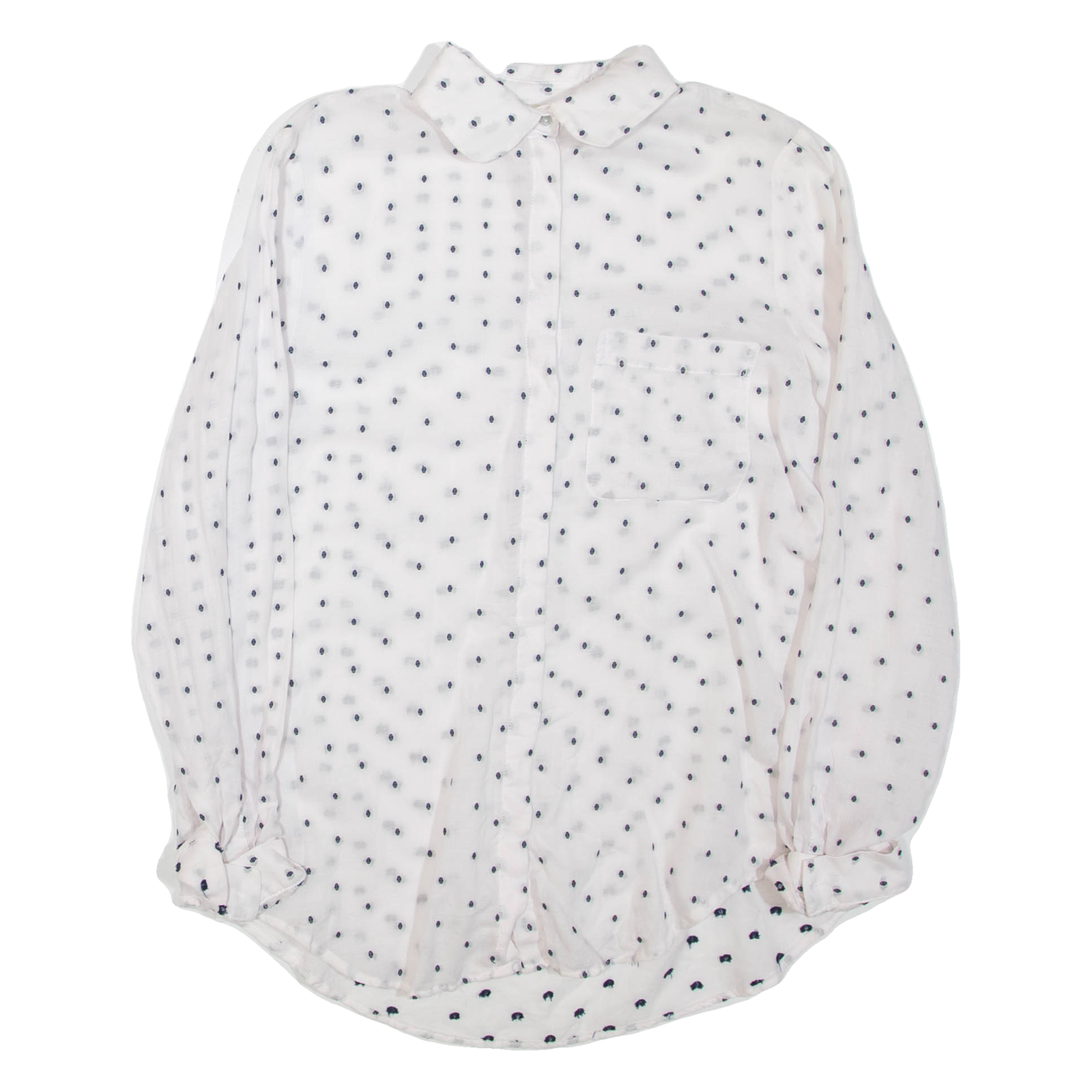 ZARA Womens Printed Shirt White Collared Long Sleeve Spotted M Refurbished - N/A refurbished available on Cerqular