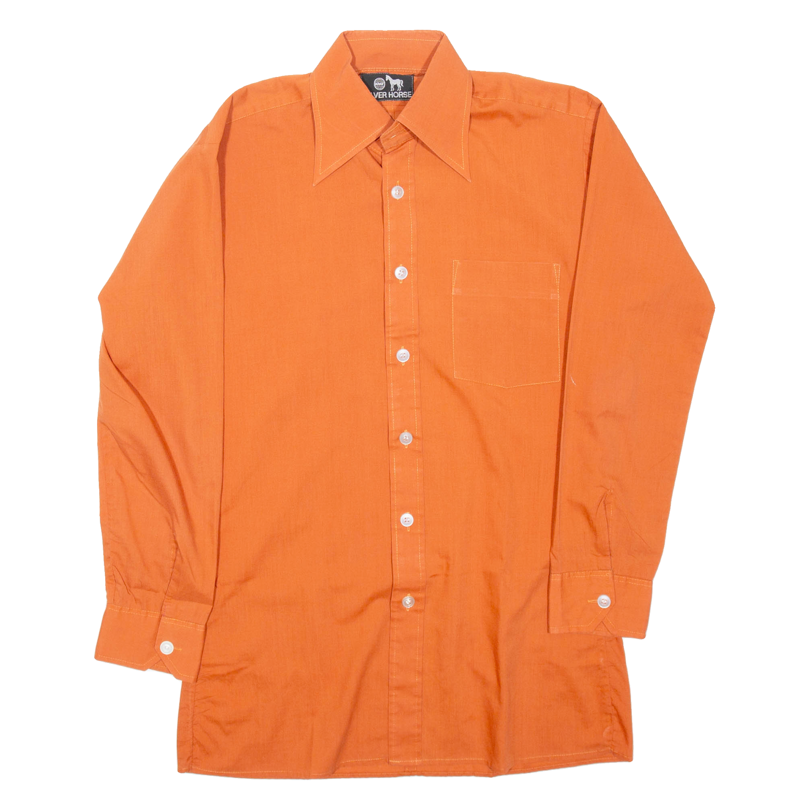 SILVER HORSE Mens Plain Shirt Orange Long Sleeve M Refurbished - N/A refurbished available on Cerqular