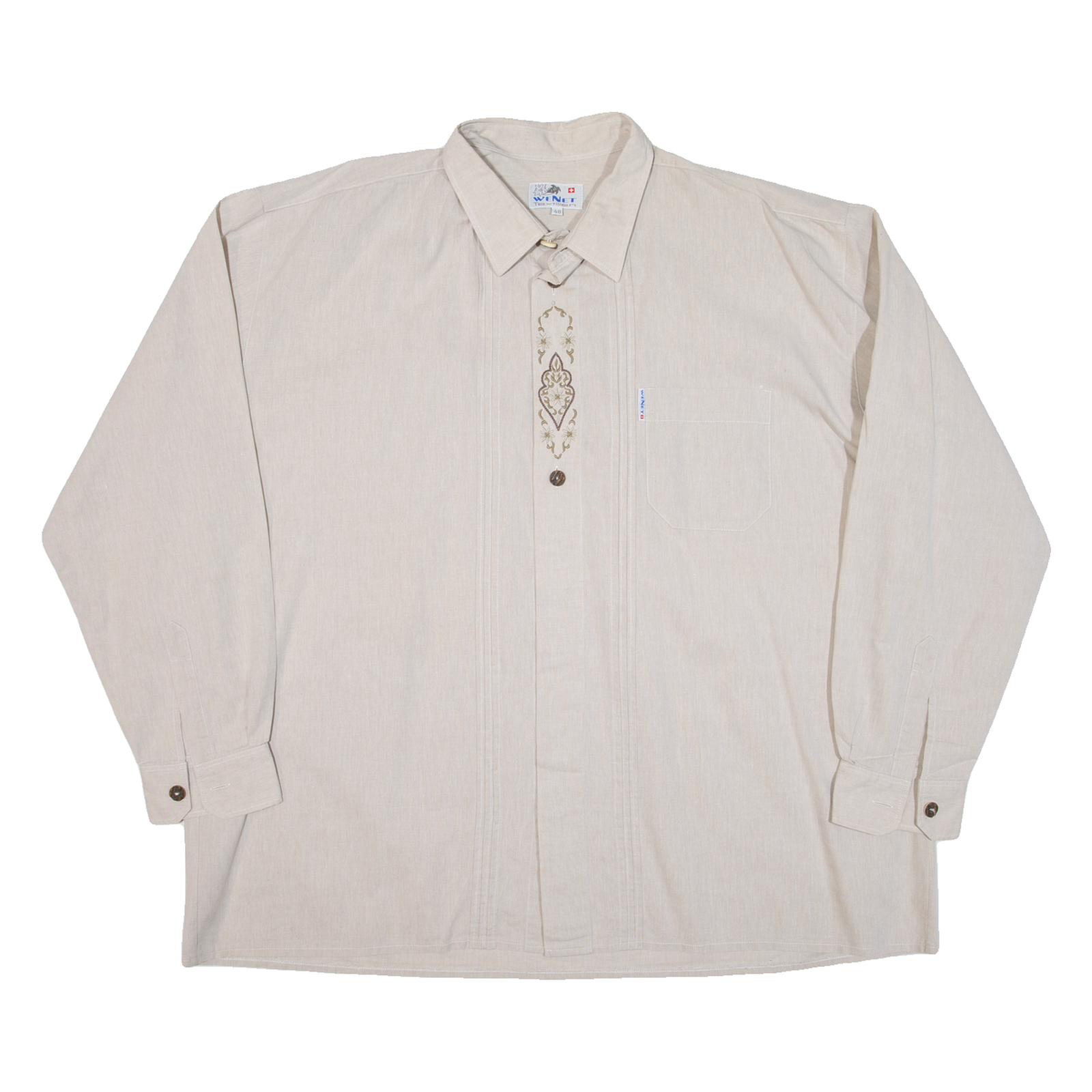 Mens Plain Shirt Beige Long Sleeve 2XL Refurbished - N/A refurbished available on Cerqular