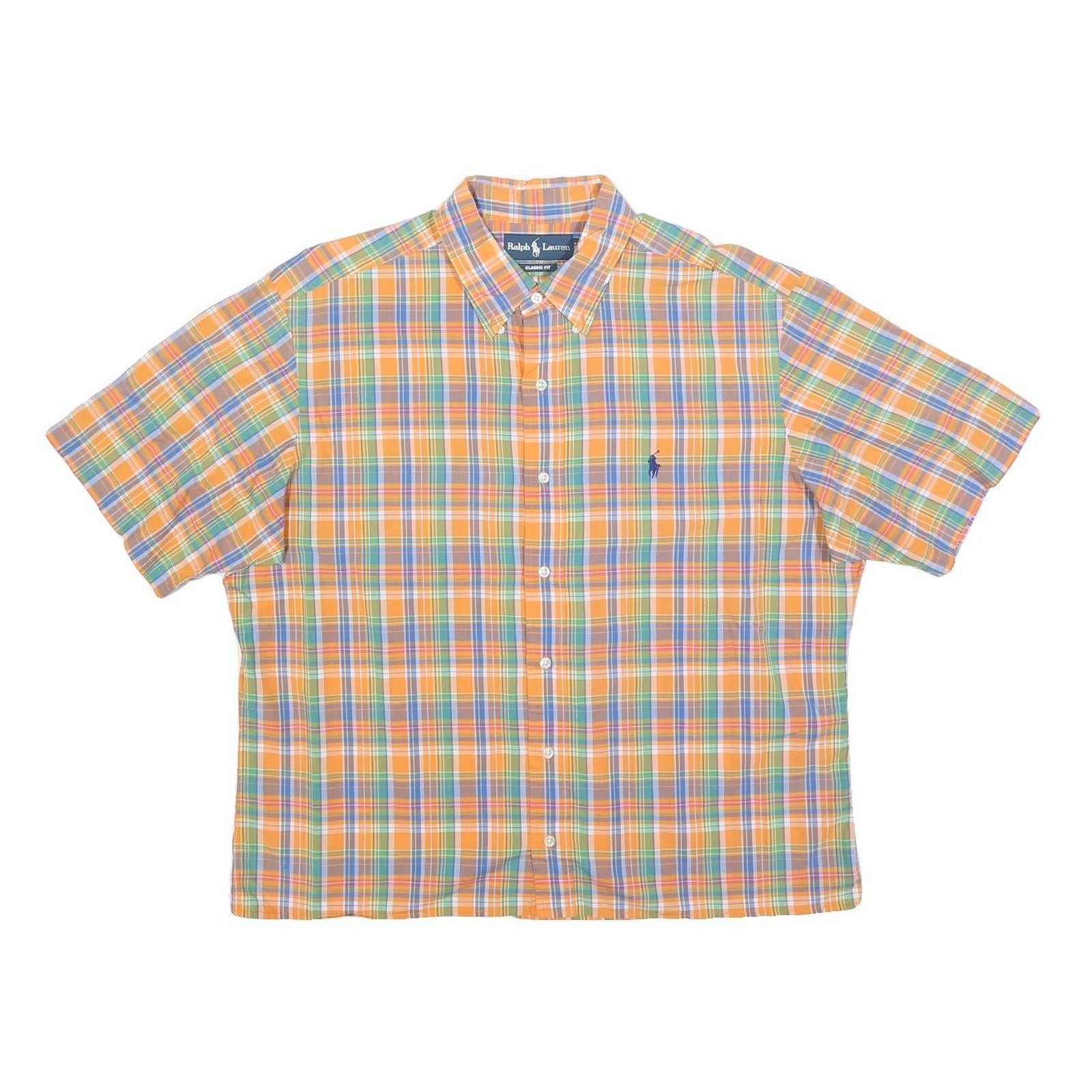 RALPH LAUREN Mens Orange & Green Checked Shirt L Cotton Button Down Collar Refurbished - N/A refurbished available on Cerqular