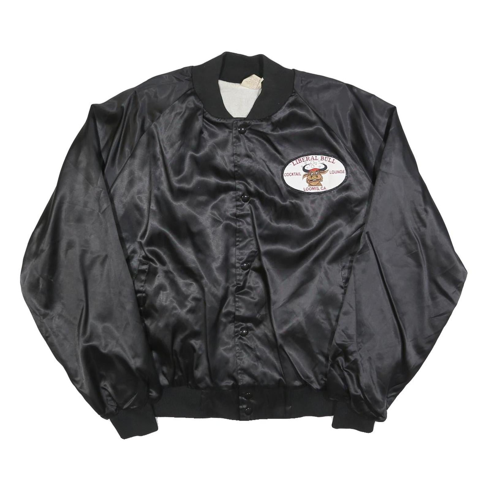 AUBURN SPORTSWEAR Mens Black Satin Button Jacket XL Polyester Dartboard Graphic Refurbished - N/A refurbished available on Cerqular