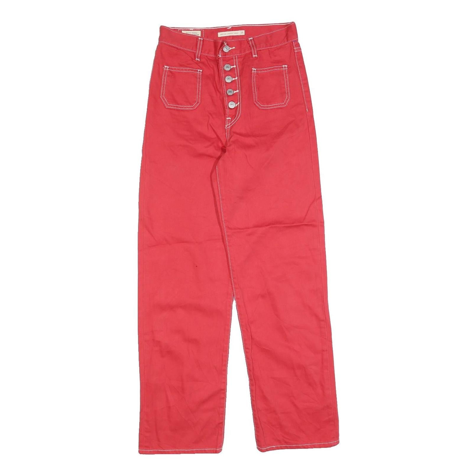 LEVI'S Womens Jeans Red Regular Straight Denim W25 L28 Button Closure Refurbished - N/A refurbished available on Cerqular