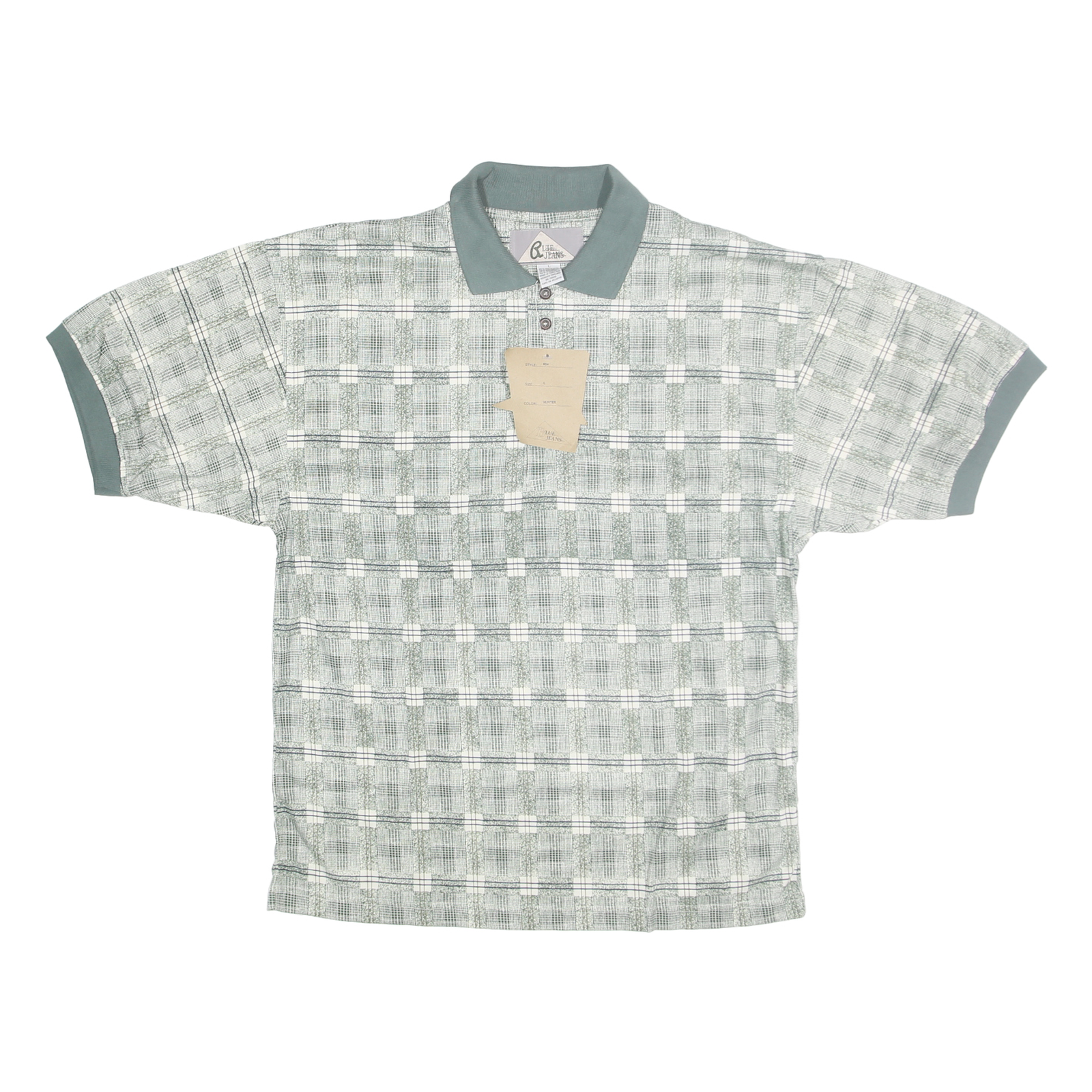 Buy BLUE JEANS Mens Green & White Checked Short Sleeve Polo Shirt L Cotton Blend Refurbished - $20.79 BLUE JEANS Mens Green & White Checked Short Sleeve Polo Shirt L Cotton Blend Refurbished - N/A refurbished available on Cerqular