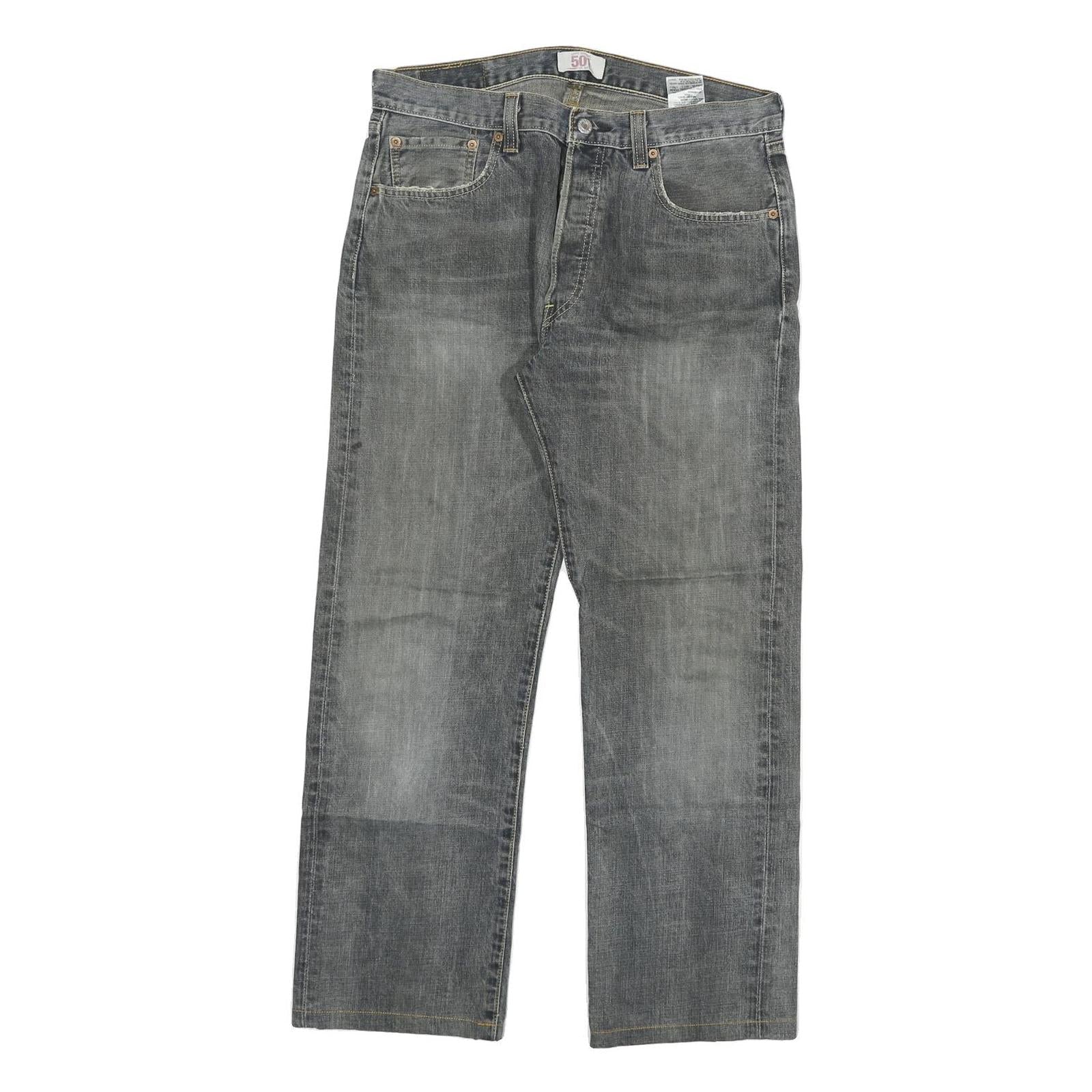 LEVI'S 501 Mens Jeans Grey Regular Straight Denim Medium W32 L28 Button Closure Refurbished - N/A refurbished available on Cerqular