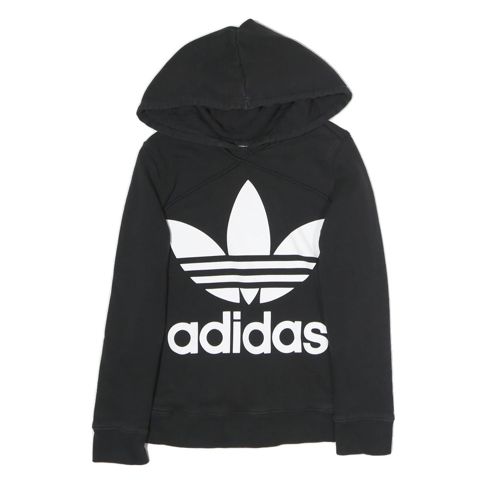ADIDAS Womens Black Hoodie UK 8 Cotton Blend Logo Sweatshirt Refurbished - N/A refurbished available on Cerqular