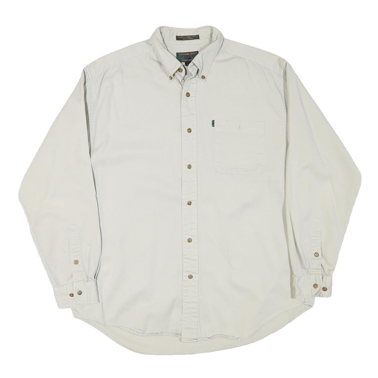 COLOURS Mens White Casual Cotton Blend Button Down Shirt L Long Sleeve Refurbished - N/A refurbished available on Cerqular