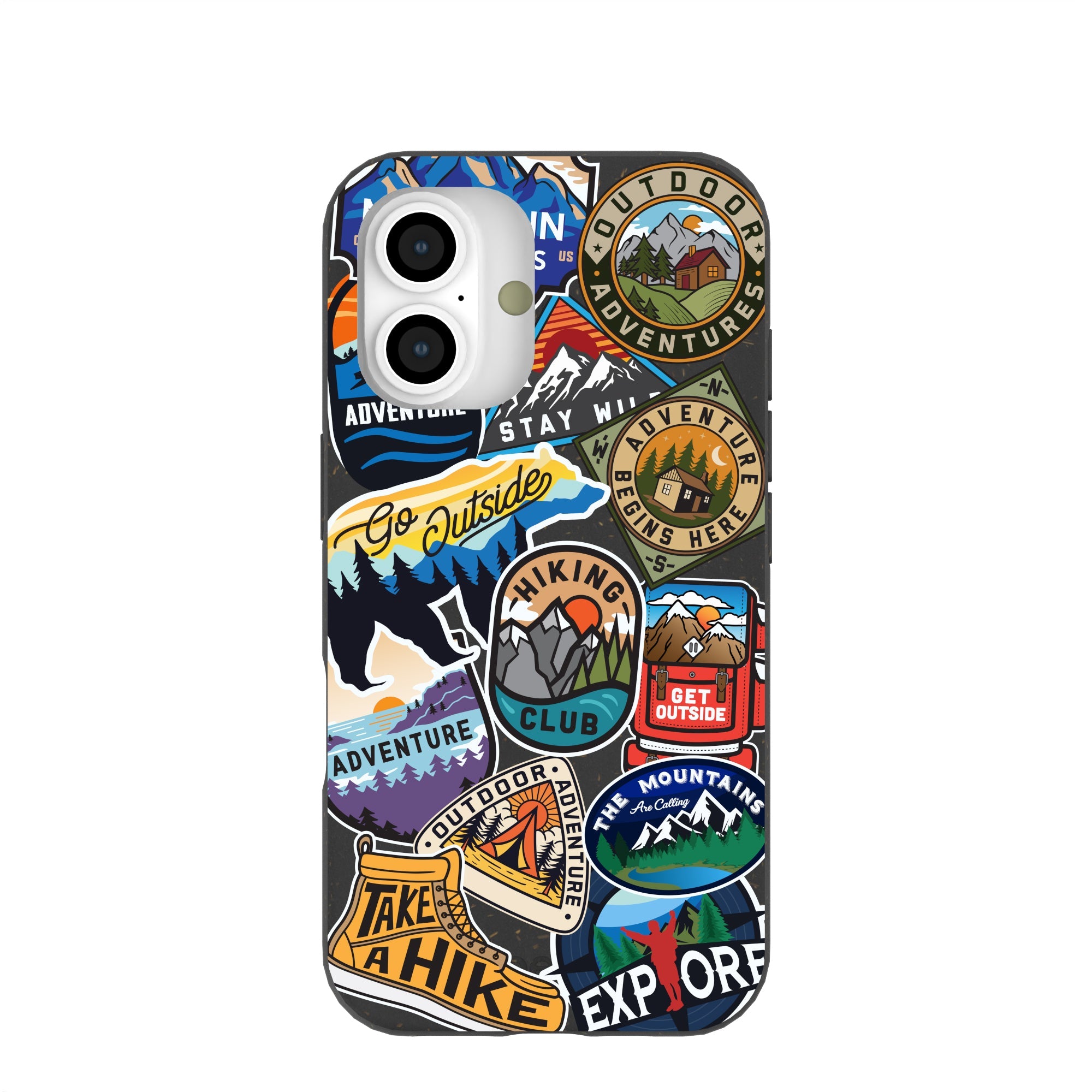 Black Trail Stickers iPhone 16 Case Refurbished - Pela Case refurbished available on Cerqular