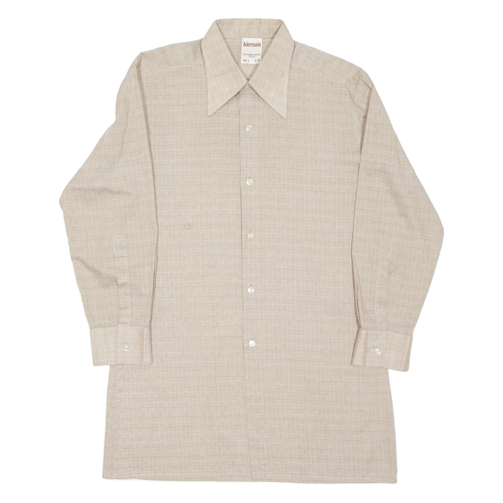 ACKERMANN Mens Shirt Brown Check Long Sleeve M Refurbished - N/A refurbished available on Cerqular