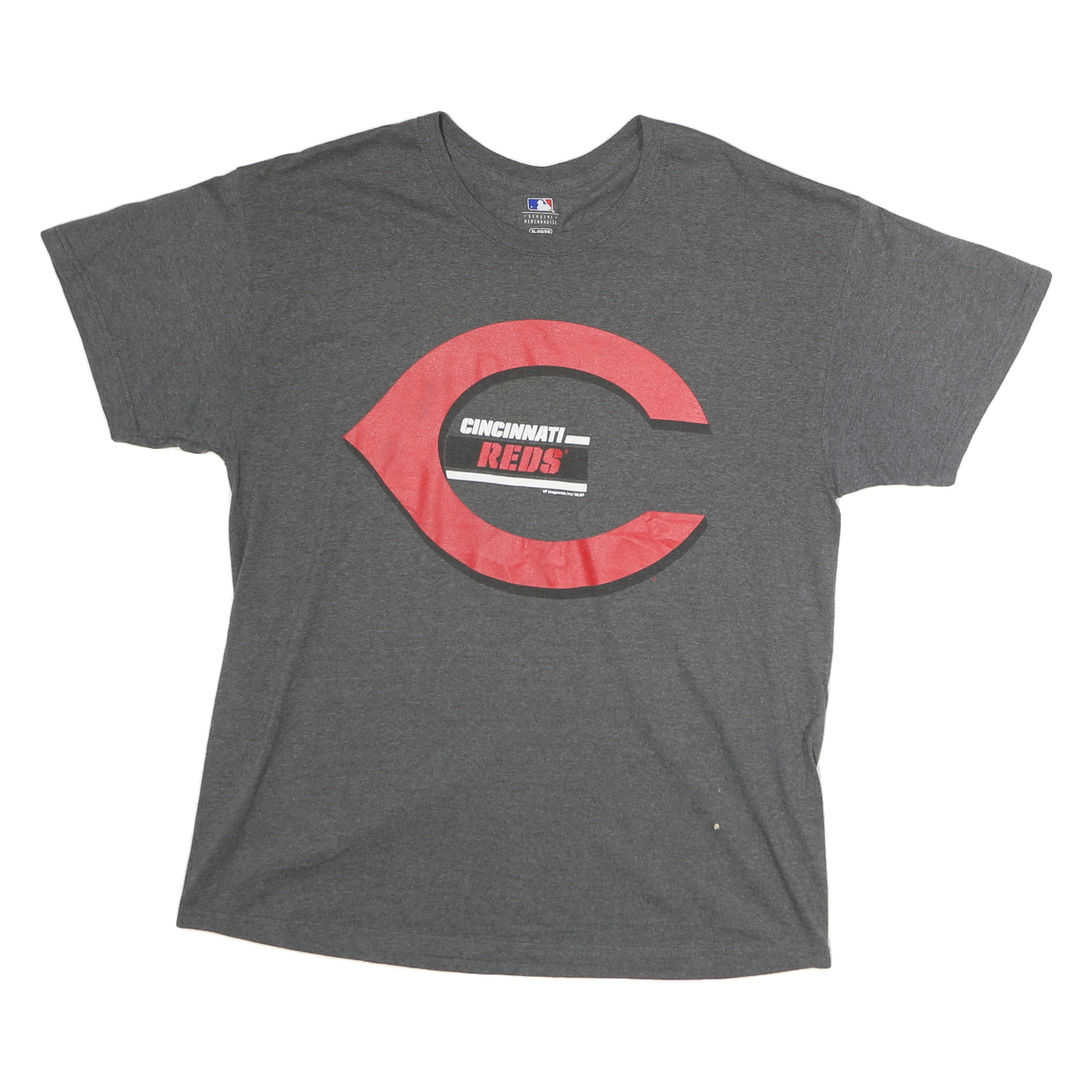 MERCHANDISE Mens Grey Cincinnati Reds Graphic T-Shirt XL Short Sleeve Crew Neck Refurbished - N/A refurbished available on Cerqular