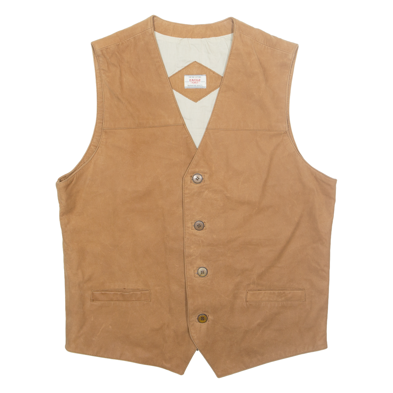 EAGLE FORCE Mens Waistcoat Brown Leather Faux Leather XL Refurbished - N/A refurbished available on Cerqular