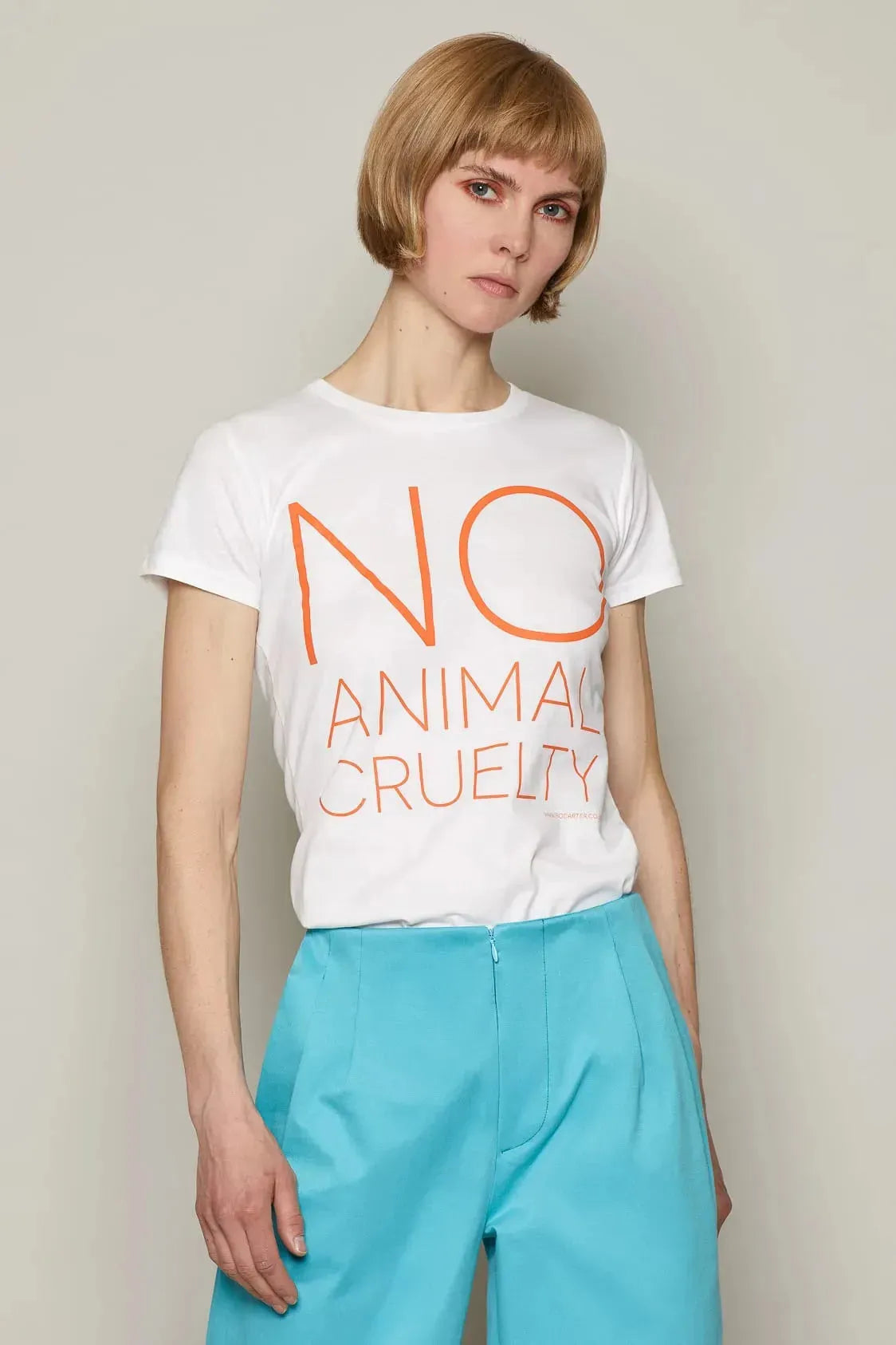No Animal Cruelty T-Shirt (White) | size: S Refurbished - N/A refurbished available on Cerqular
