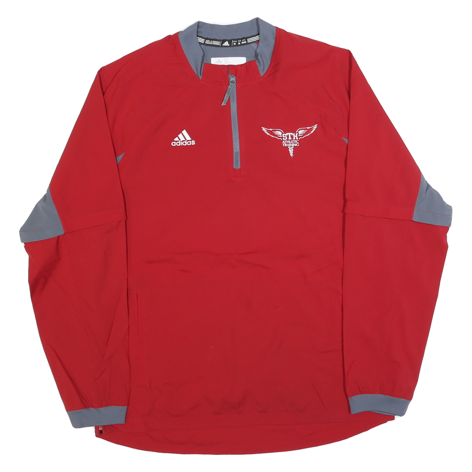 ADIDAS Mens Red & Grey Athletic Training Jacket M Polyester Zip Plain Sportswear Refurbished - N/A refurbished available on Cerqular