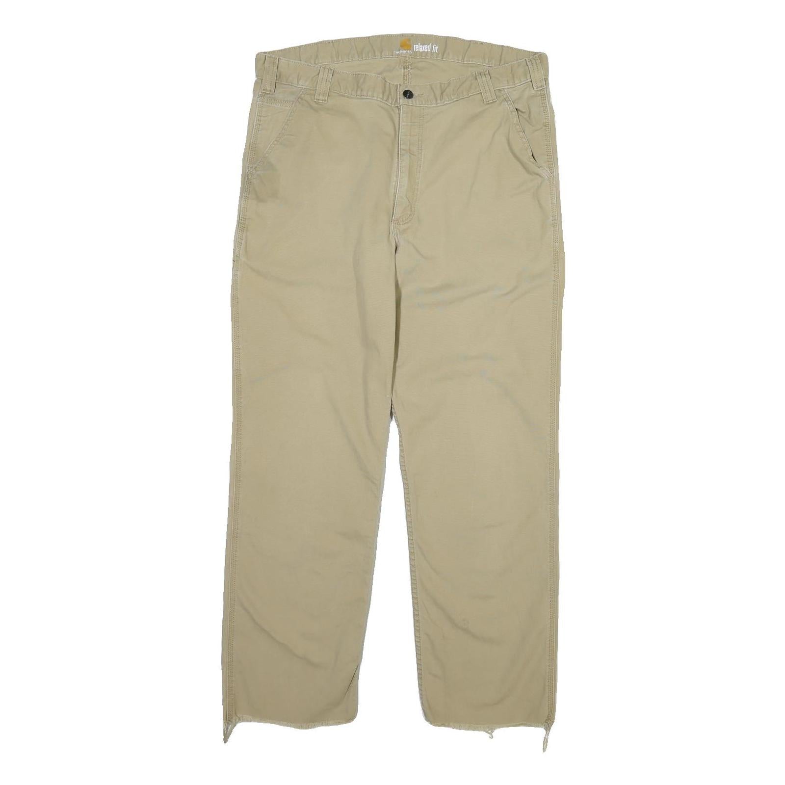 CARHARTT Mens Cotton Beige Relaxed Fit Straight Trousers W38 L30 Workwear Refurbished - N/A refurbished available on Cerqular
