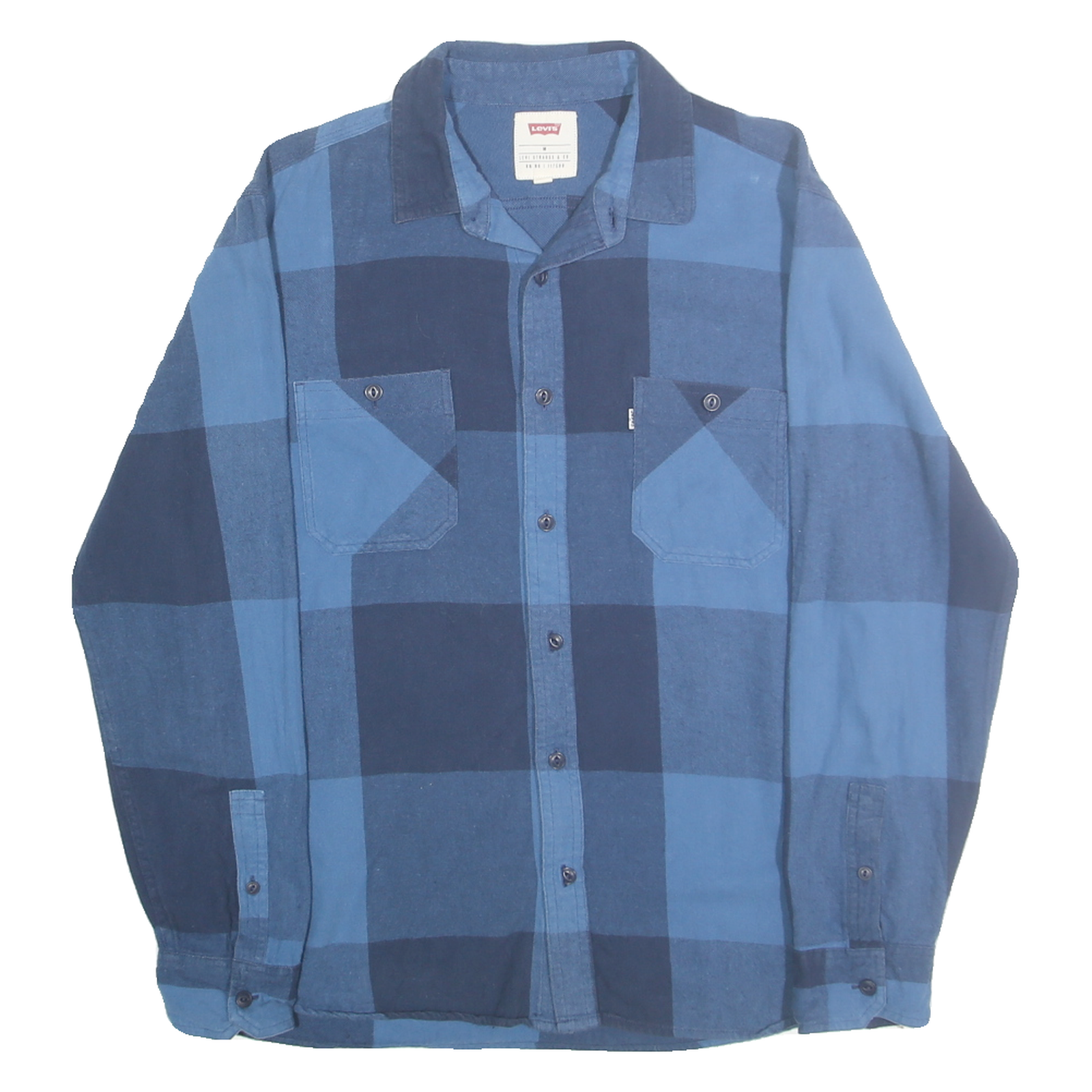 LEVI'S Mens Blue Check Shirt M Casual Pattern Button Front Comfortable Cotton Refurbished - N/A refurbished available on Cerqular