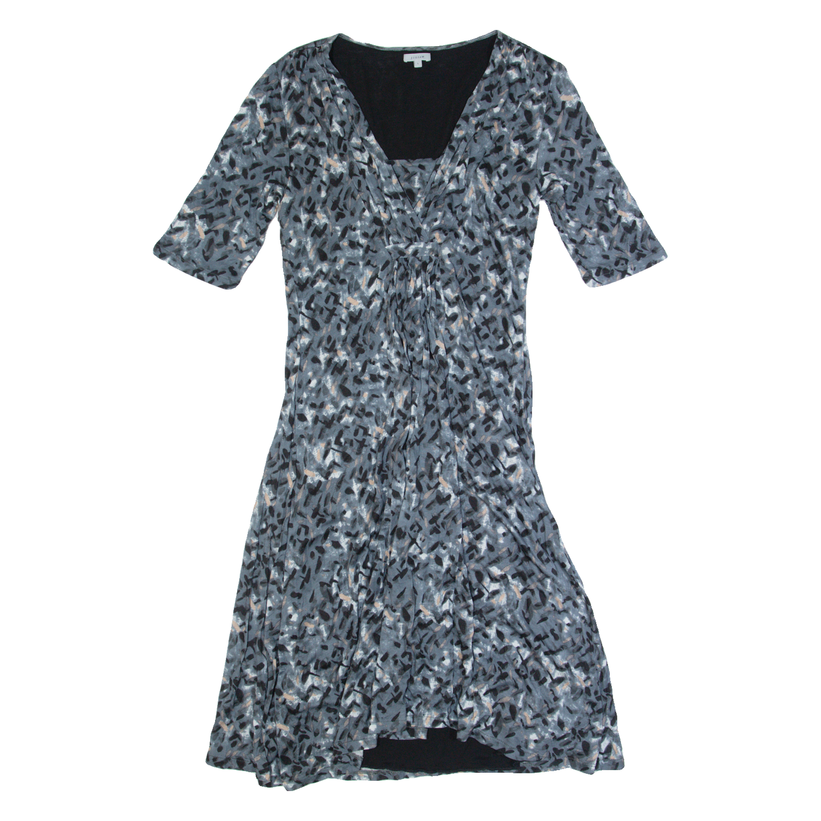 JIGSAW Womens A-Line Dress Grey Spotted Short Sleeve Midi S Refurbished - N/A refurbished available on Cerqular