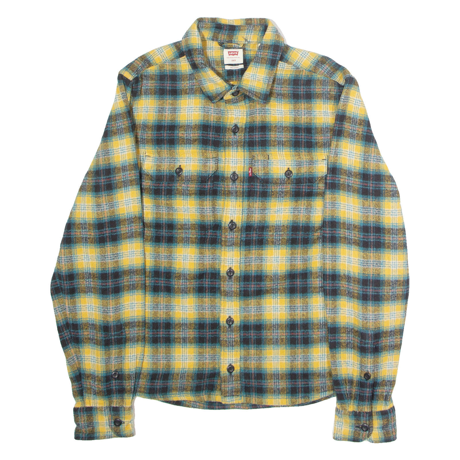 LEVI'S Relaxed Fit Mens Lumberjack Shirt Yellow Check Long Sleeve XXS Refurbished - N/A refurbished available on Cerqular