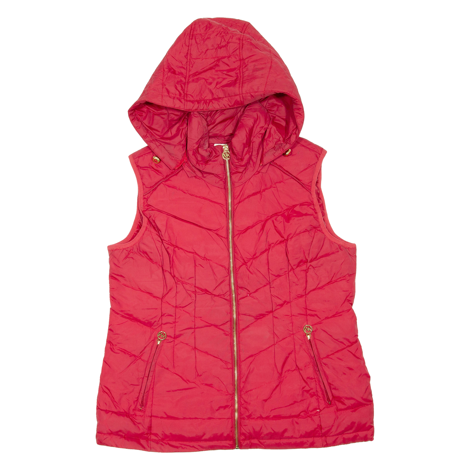 MICHAEL KORS Womens Gilet Red Hooded L Refurbished - N/A refurbished available on Cerqular