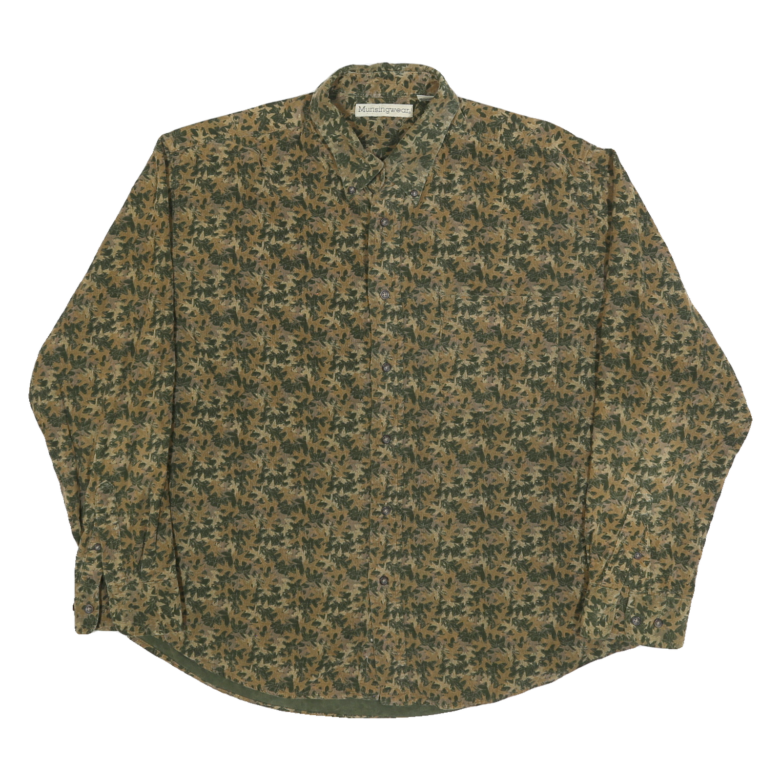 MUNSINGWEAR Mens Green & Brown Cotton Blend Shirt XL Button-Down Casual Leaf Refurbished - N/A refurbished available on Cerqular