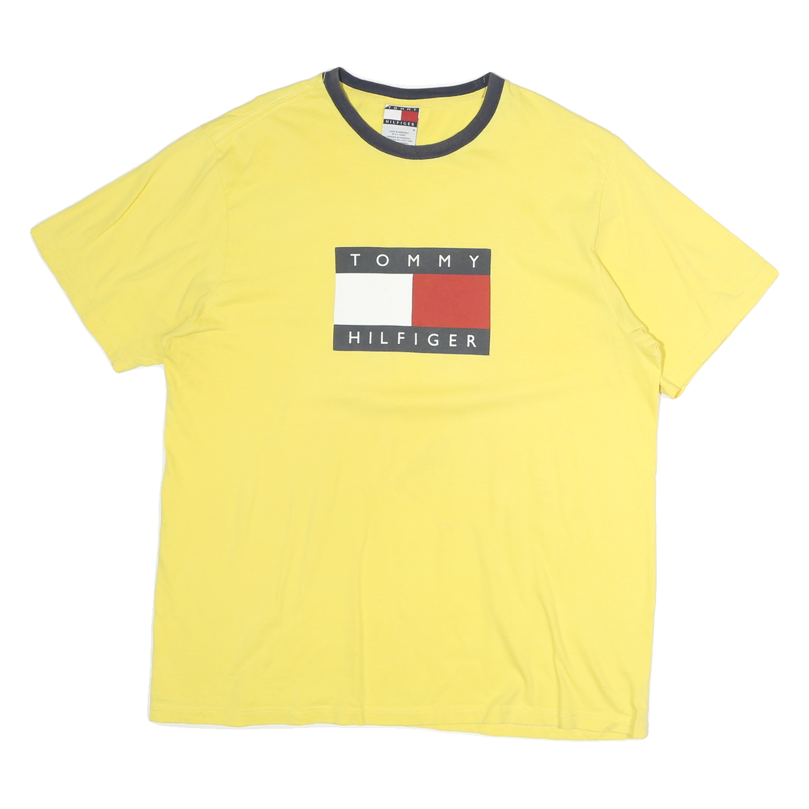 TOMMY HILFIGER Mens Yellow T-Shirt L Short Sleeve Crew Neck Logo Print Refurbished - N/A refurbished available on Cerqular