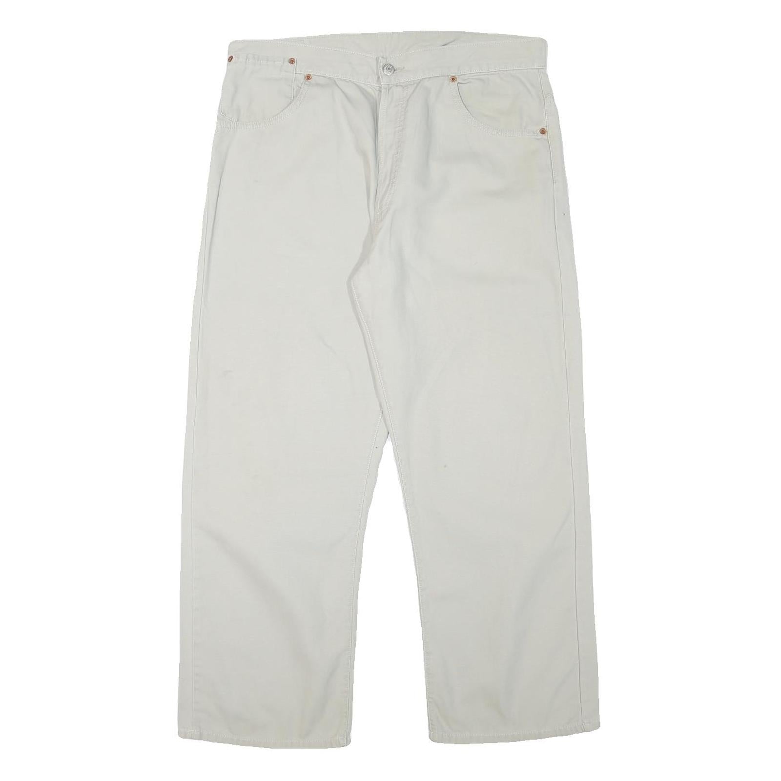 LEVI'S Mens Cotton Blend White Regular Straight Trousers W36 L27 Casual Zip Refurbished - N/A refurbished available on Cerqular