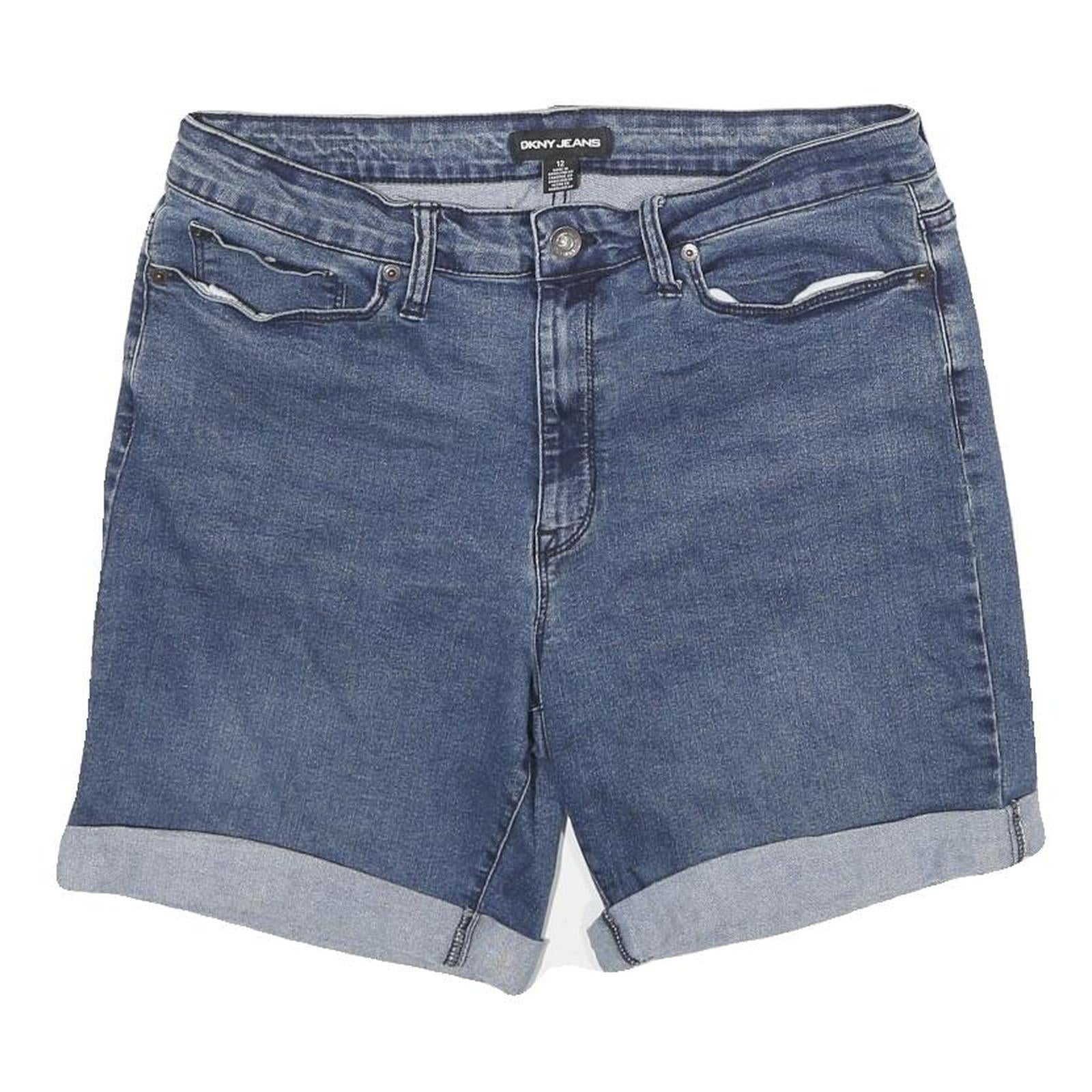 DKNY Womens Denim Blue Shorts UK 12 W32 Casual Cotton Blend Roll-Up Hem Refurbished - N/A refurbished available on Cerqular