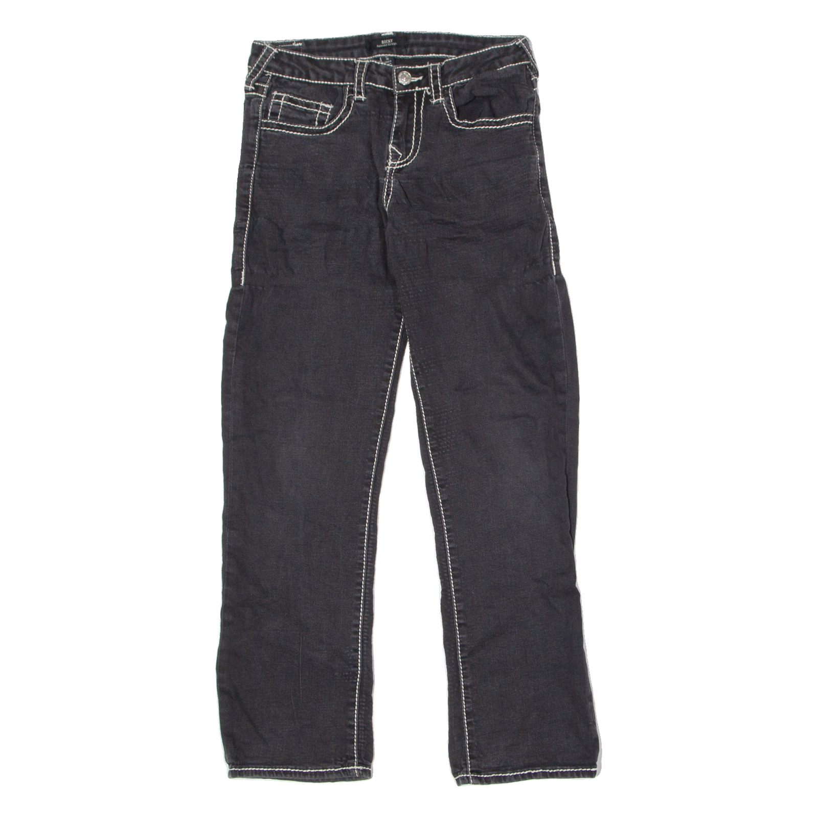 TRUE RELIGION Ricky Womens Jeans Black Relaxed Straight W28 L26 Refurbished - N/A refurbished available on Cerqular