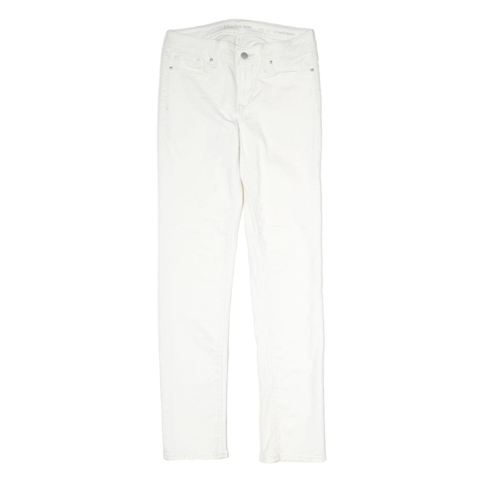 CALVIN KLEIN JEANS Womens White Slim Skinny Denim W30 L32 Zip Cotton Blend Refurbished - N/A refurbished available on Cerqular