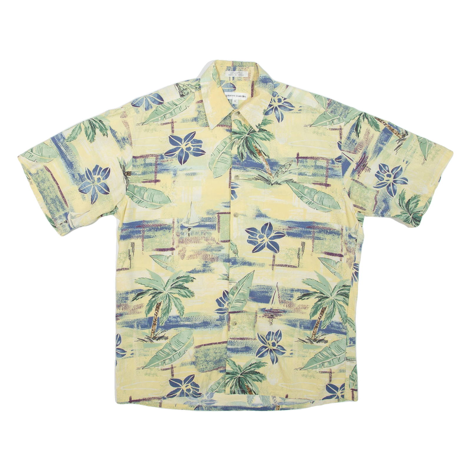 PIERRE CARDIN Mens Hawaiian Shirt Yellow Crazy Pattern M Refurbished - N/A refurbished available on Cerqular