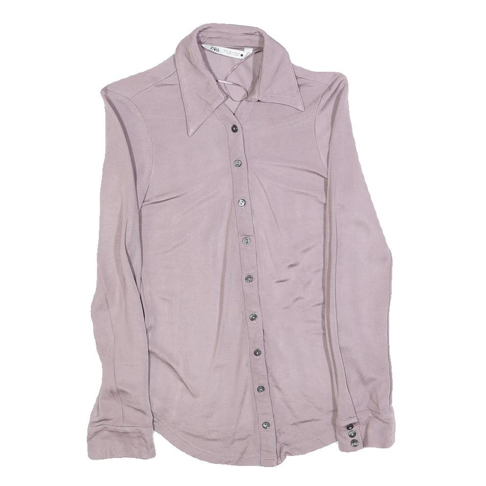 ZARA Womens Purple Shirt Long Sleeve Collared Plain S Chic Elegant Refurbished - N/A refurbished available on Cerqular