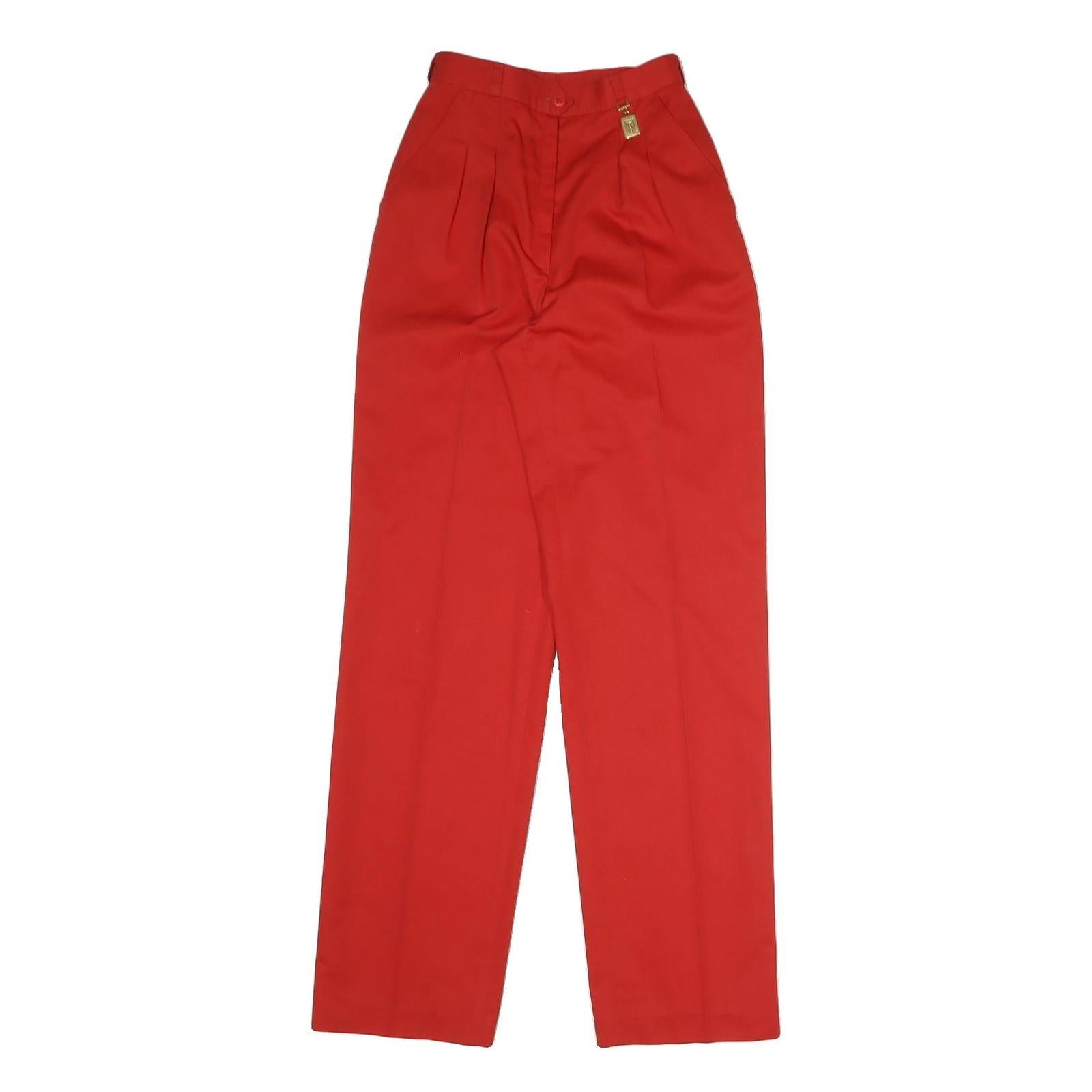ROYAL Womens Cotton Blend Red Relaxed Straight Trousers W22 L32 Casual Workwear Refurbished - N/A refurbished available on Cerqular