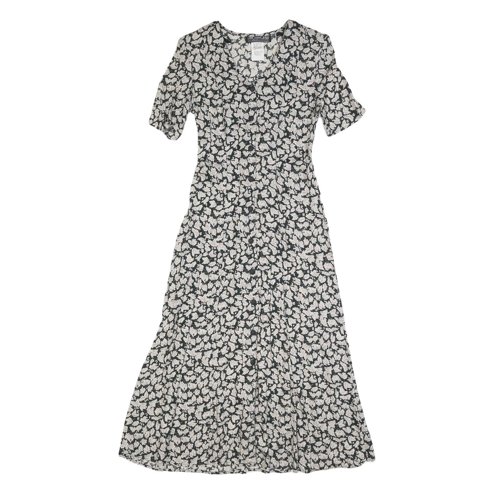 ALL THAT JAZZ Womens Black White Floral Day Dress Polyester Blend Short Sleeve Refurbished - N/A refurbished available on Cerqular