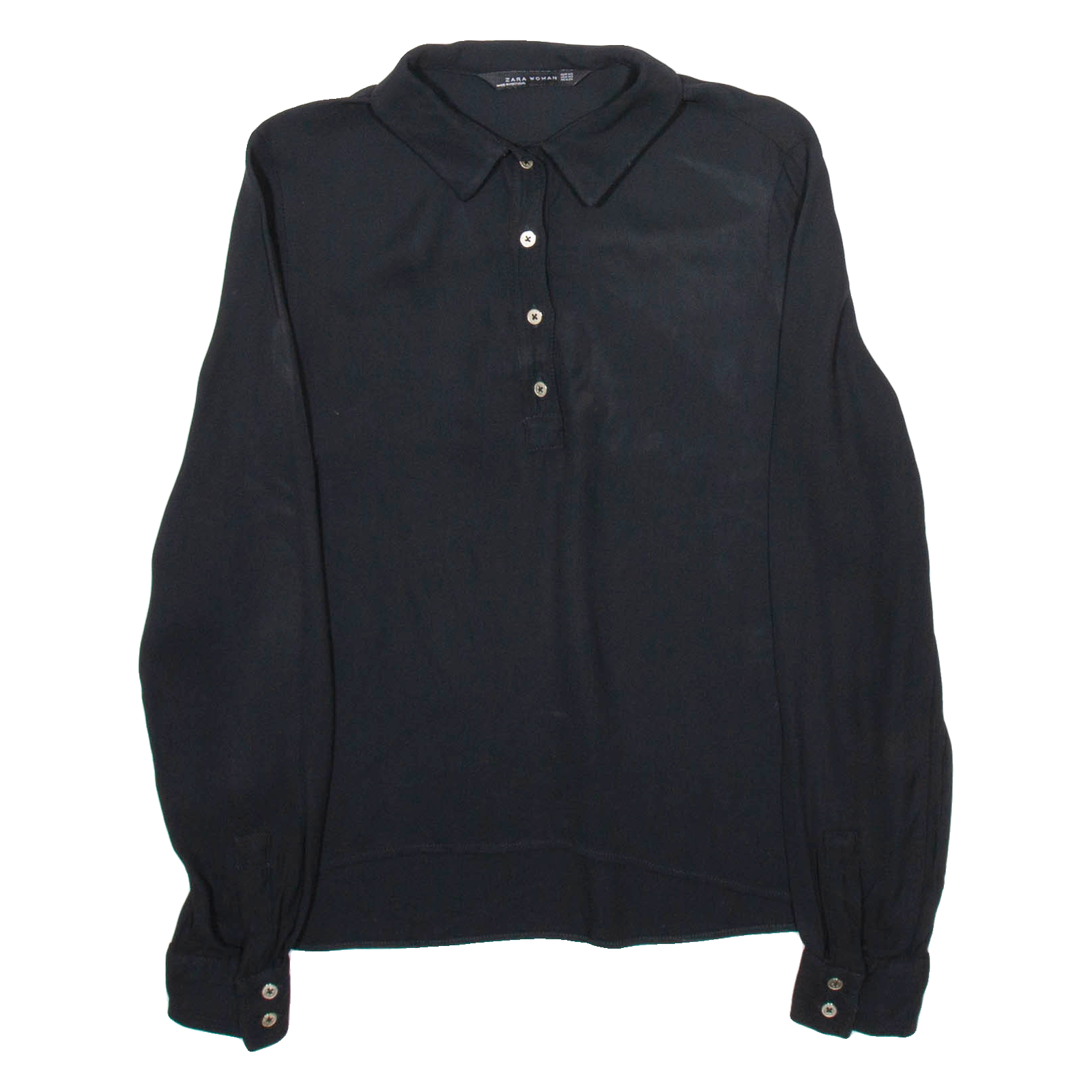 ZARA Womens Shirt Black Collared Long Sleeve XS Refurbished - N/A refurbished available on Cerqular