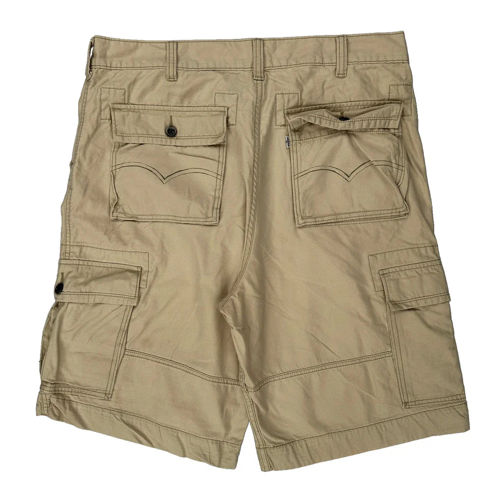Levis Cargo Shorts - 38W 10L Beige Cotton Refurbished - Thrifted (note: this is a term often used to describe second- refurbished available on Cerqular