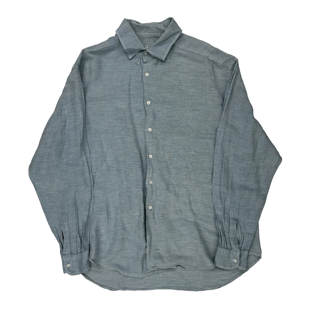 Armani Shirt - XL Blue Cotton Refurbished - Thrifted (note: this is a term often used to describe second- refurbished available on Cerqular
