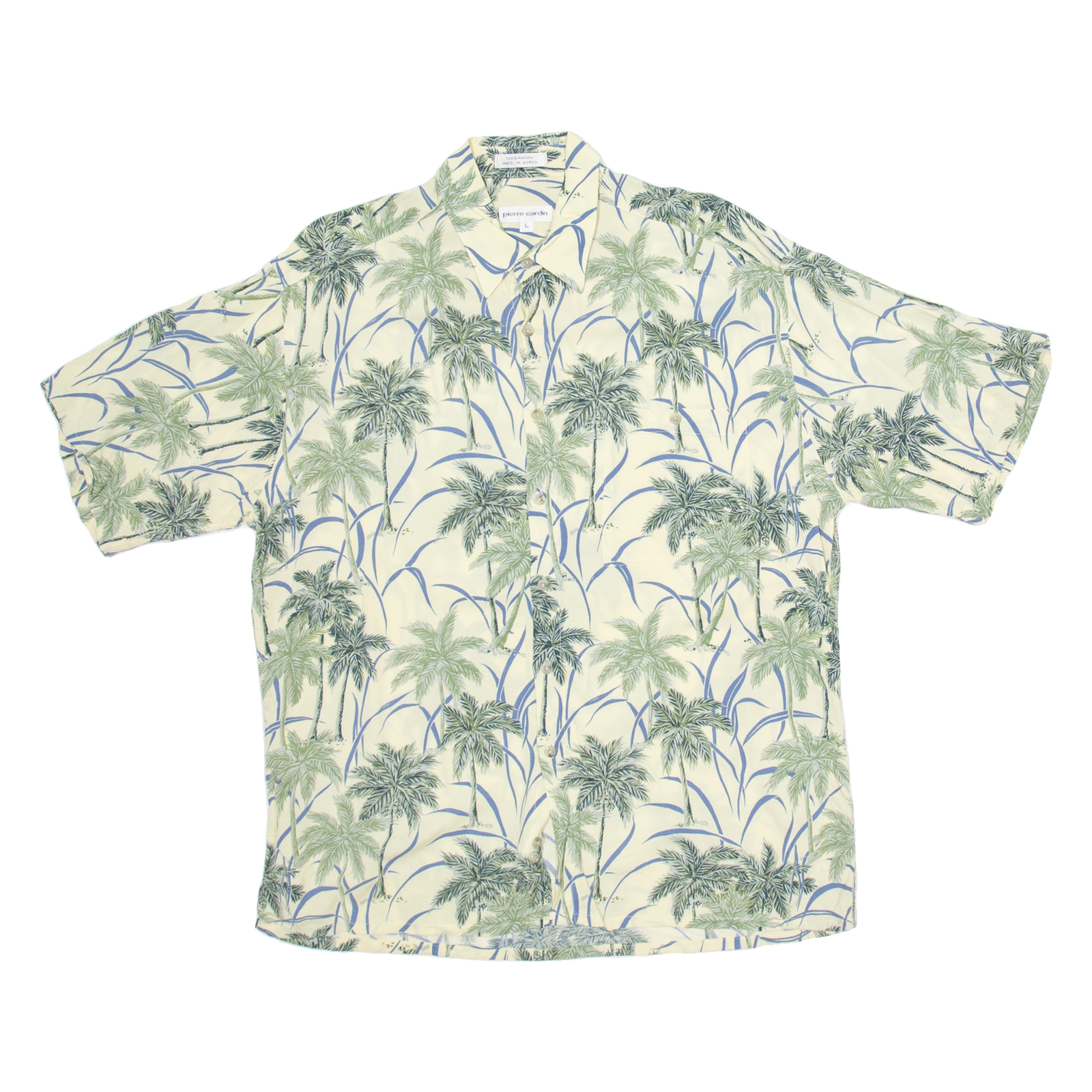 PIERRE CARDIN Mens Hawaiian Shirt Green Crazy Pattern L Refurbished - N/A refurbished available on Cerqular