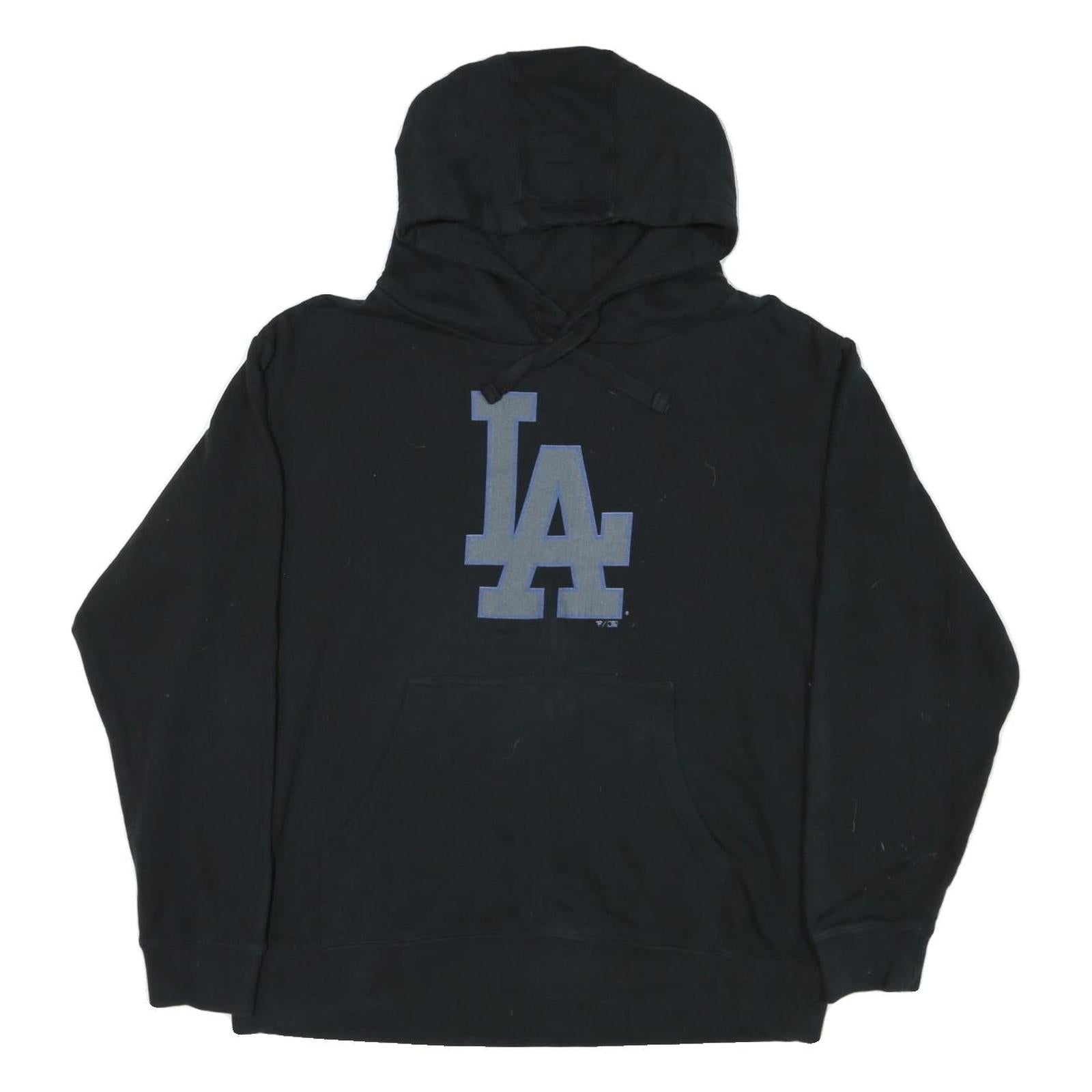 FANATICS Mens Black Cotton Blend Pullover Hoodie L LA Logo Casual Wear Refurbished - N/A refurbished available on Cerqular