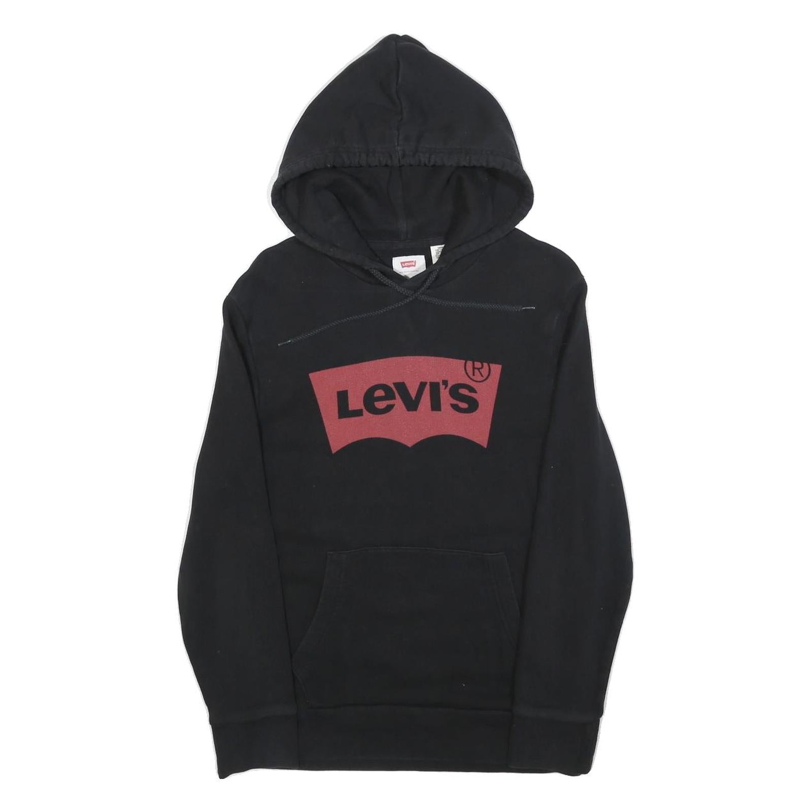 LEVI'S Mens Black Hoodie S Cotton Blend Pullover Casual Logo Sweatshirt Refurbished - N/A refurbished available on Cerqular