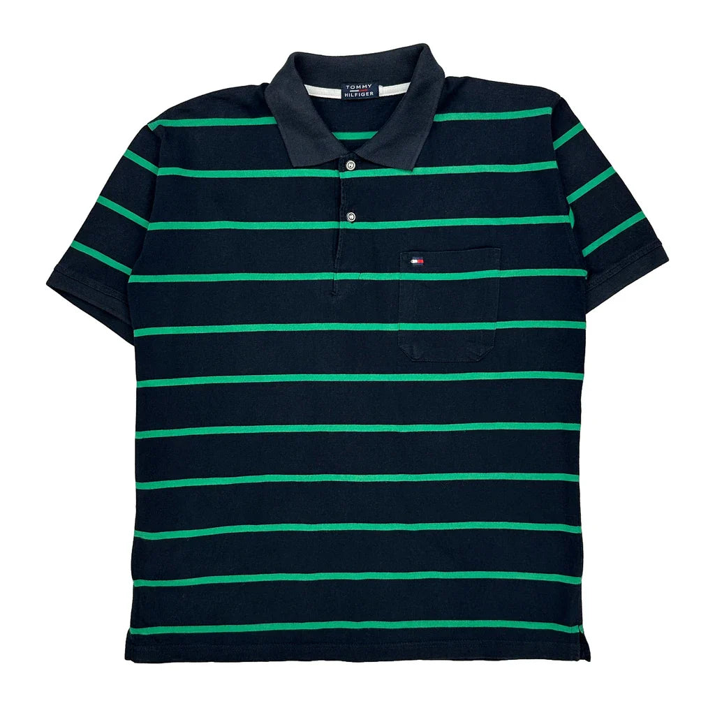 Tommy Hilfiger Polo Shirt - Large Green Cotton Refurbished - Thrifted (note: this is a term often used to describe second- refurbished available on Cerqular