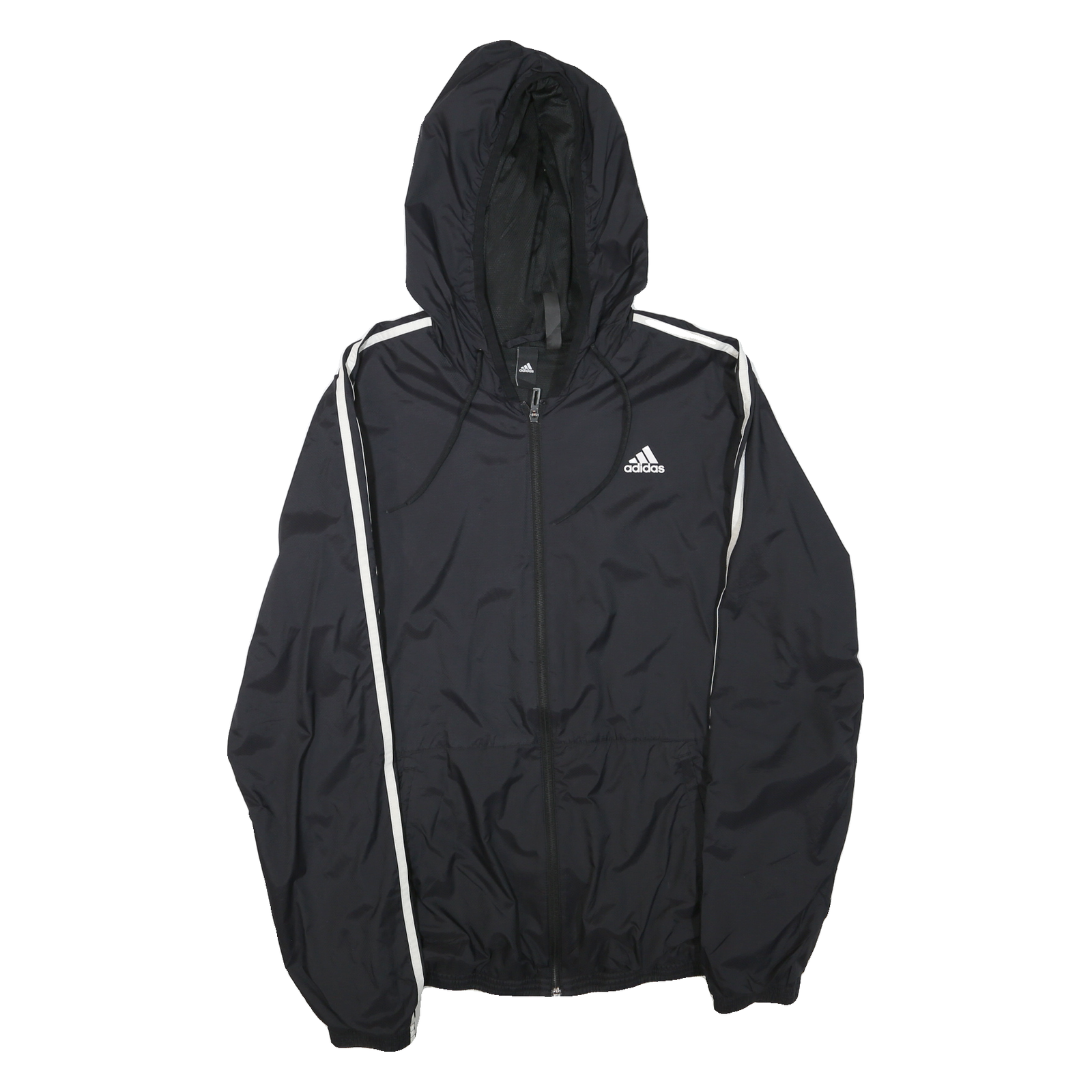 ADIDAS Mens Black & White Lightweight Zip Jacket L Polyester Blend Sportswear Refurbished - N/A refurbished available on Cerqular
