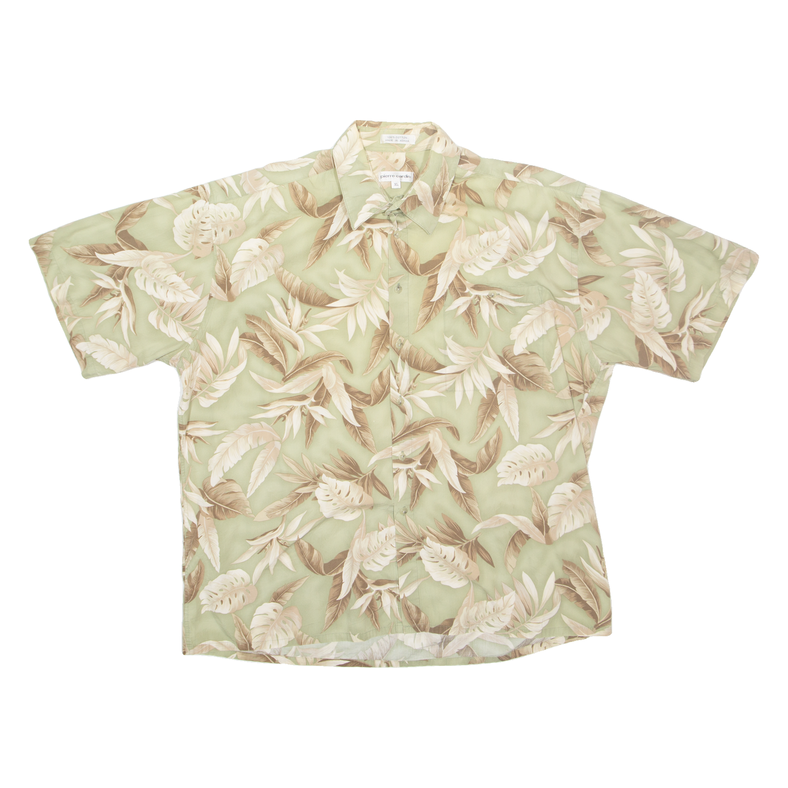 PIERRE CARDIN Mens Hawaiian Shirt Green Floral XL Refurbished - N/A refurbished available on Cerqular