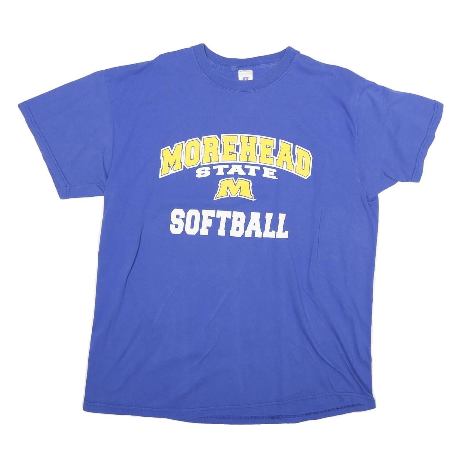 RUSSELL ATHLETIC Mens Blue Morehead State Softball T-Shirt XL Short Sleeve Crew Refurbished - N/A refurbished available on Cerqular
