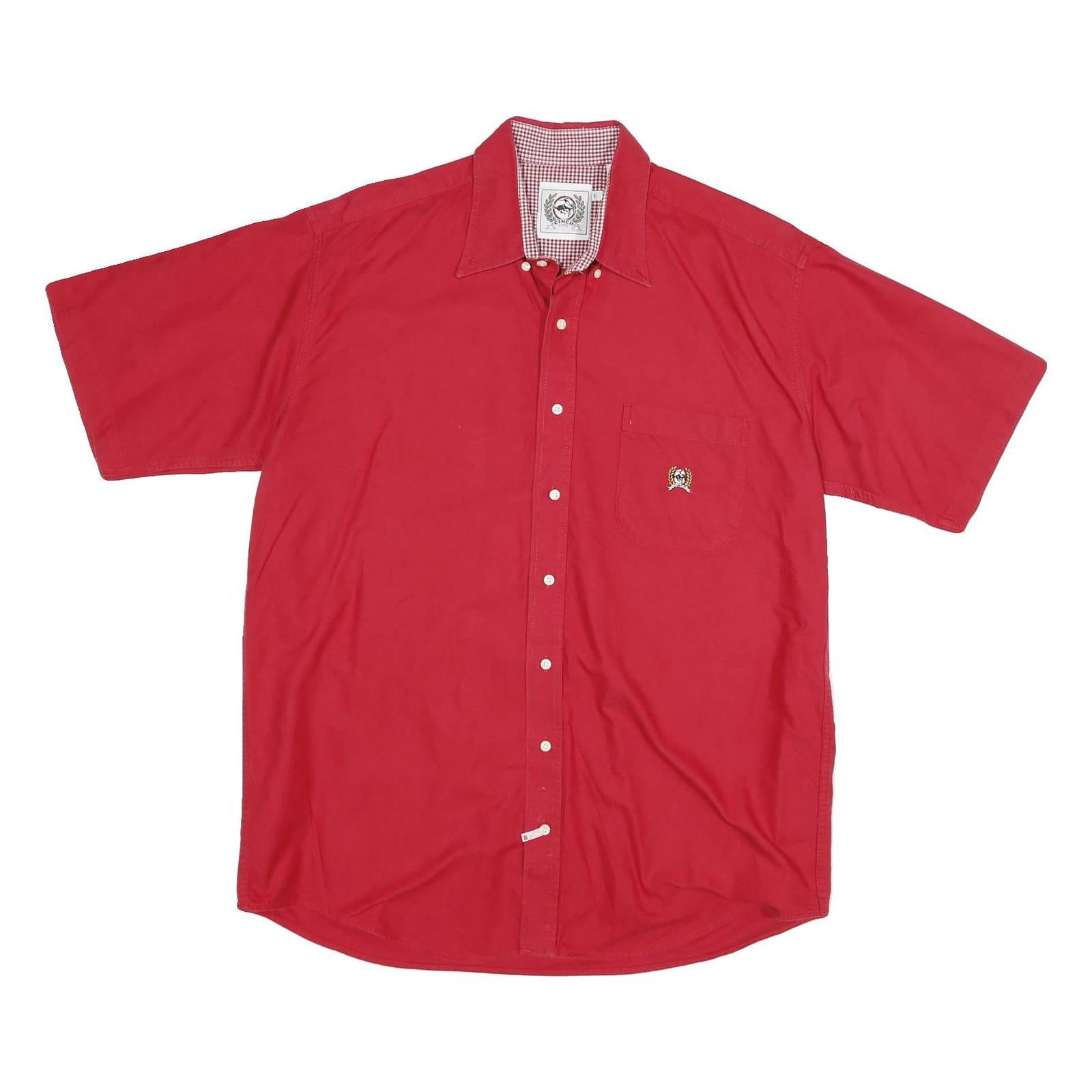 CINCH Mens Red Casual L Cotton Shirt Short Sleeve Button Pocket Refurbished - N/A refurbished available on Cerqular