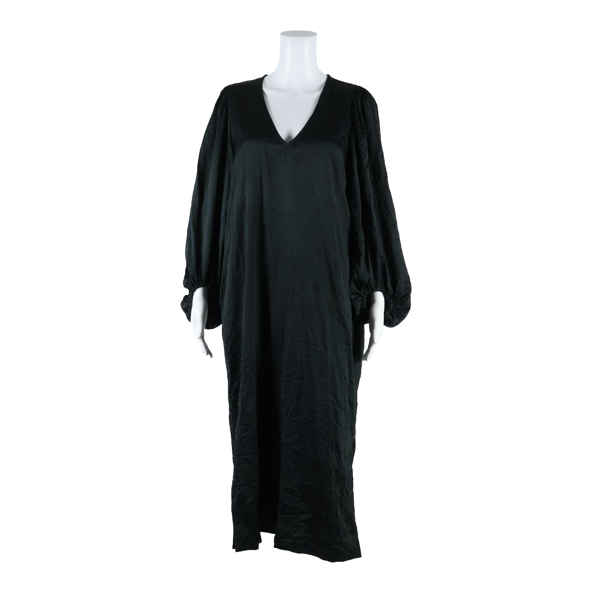 GANNI Crinkle Look Womens Shift Dress Black Long L Refurbished - N/A refurbished available on Cerqular