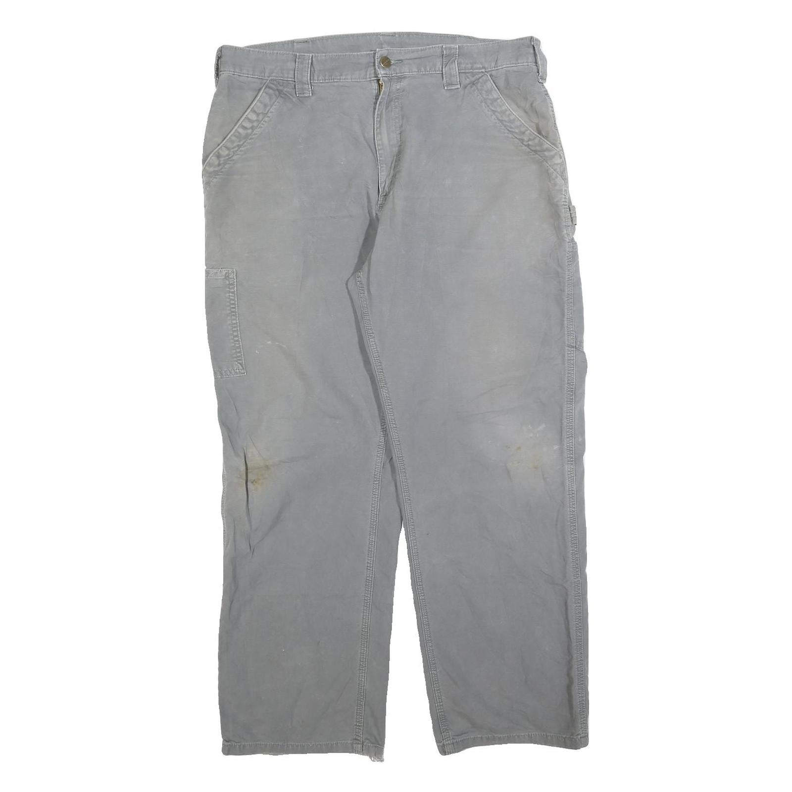 CARHARTT Mens Cotton Blend Grey Regular Fit Straight Leg Trousers W36 L32 Refurbished - N/A refurbished available on Cerqular