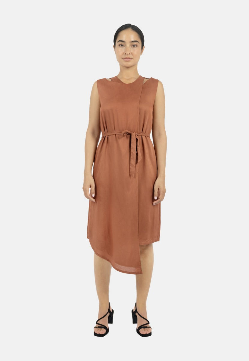 Funchal Asymmetric Wrap Dress DK Red | Size: L Refurbished - N/A refurbished available on Cerqular