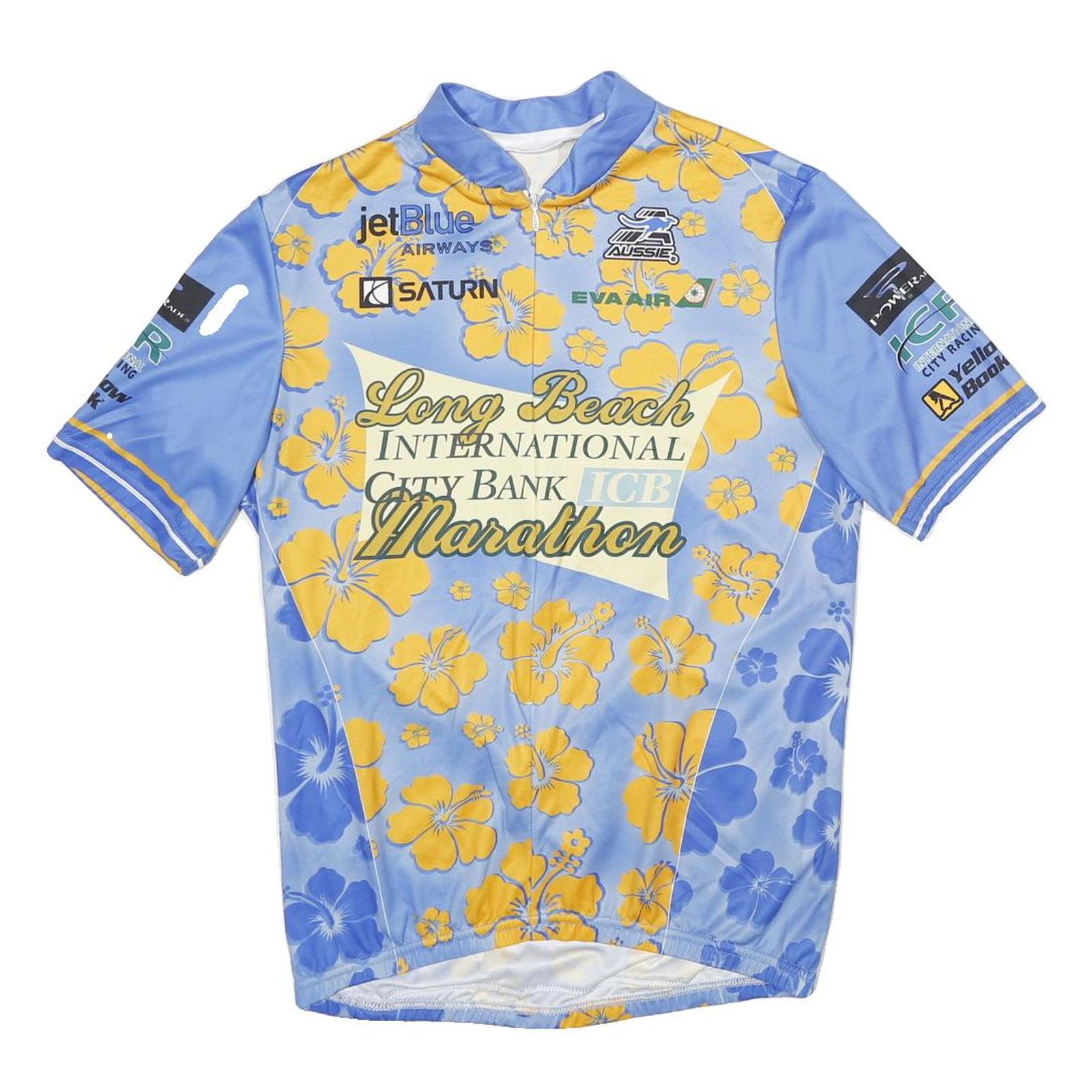 Mens Blue & Yellow Long Beach International City Bank Marathon Graphic T-Shirt L Refurbished - N/A refurbished available on Cerqular