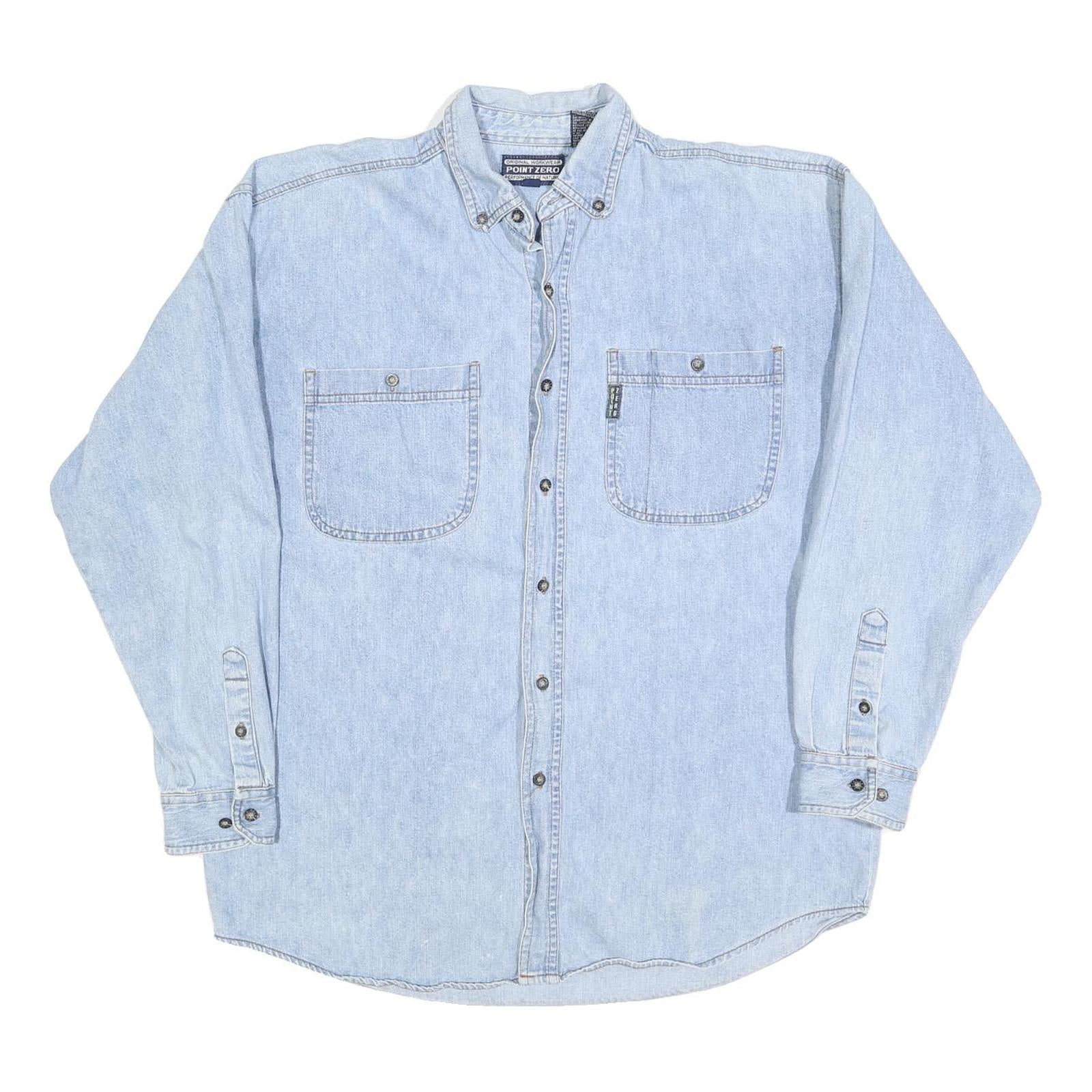 Buy POINT ZERO Mens Blue Denim Shirt L Button Down Relaxed Fit Casual Cotton Blend Refurbished - $32.49 POINT ZERO Mens Blue Denim Shirt L Button Down Relaxed Fit Casual Cotton Blend Refurbished - N/A refurbished available on Cerqular