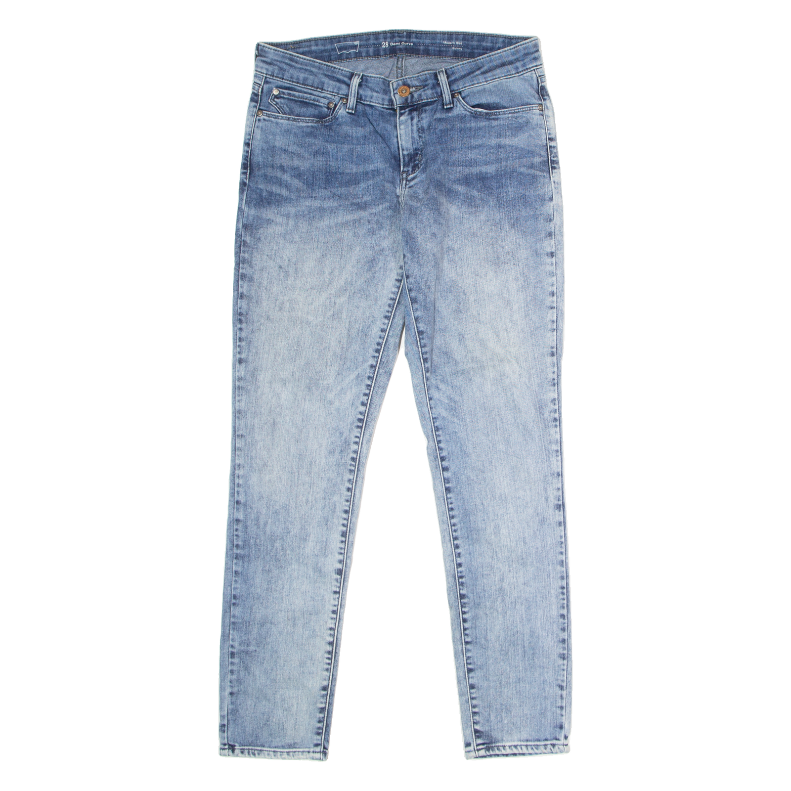 LEVI'S Demi Curve Modern Rise Womens Jeans Blue Skinny Acid Wash W28 L32 Refurbished - N/A refurbished available on Cerqular