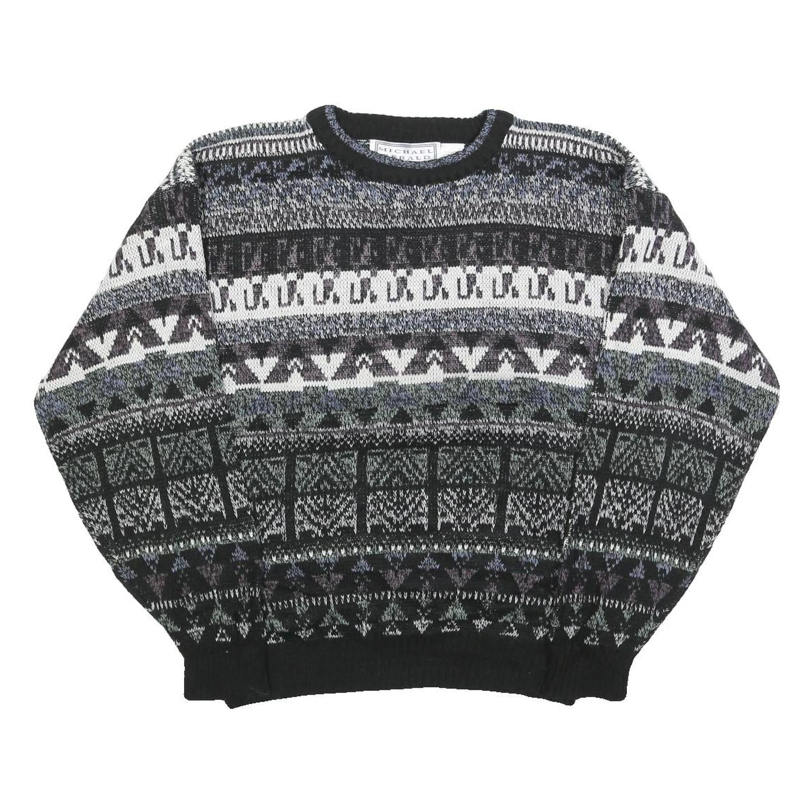 MICHAEL GERALD Womens Black Grey Patterned Jumper Crew Neck Basic Knit M Casual Refurbished - N/A refurbished available on Cerqular
